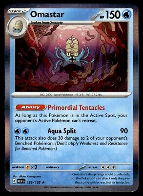 Pokemon 2023 Scarlet & Violet 151 Omastar Rare #139 Near Mint Card