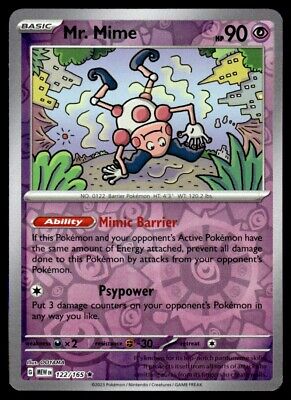 Pokemon 2023 Scarlet & Violet 151 Mr. Mime Reverse Holo Rare #122 Near Mint Card