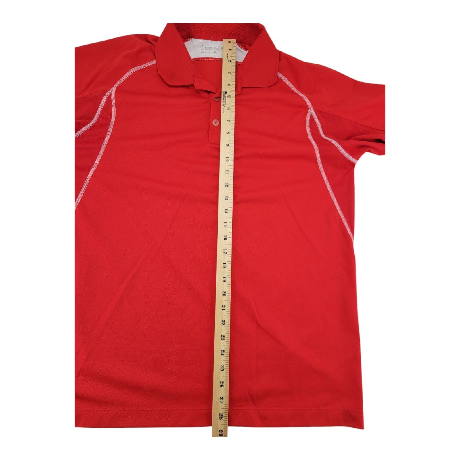 Nike Golf Men's Red Dri-Fit Polo Shirt L Athletic Fit Short Sleeve
