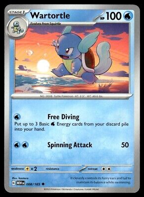 Pokemon 2023 Scarlet & Violet 151 Wartortle Uncommon #8 Near Mint Card