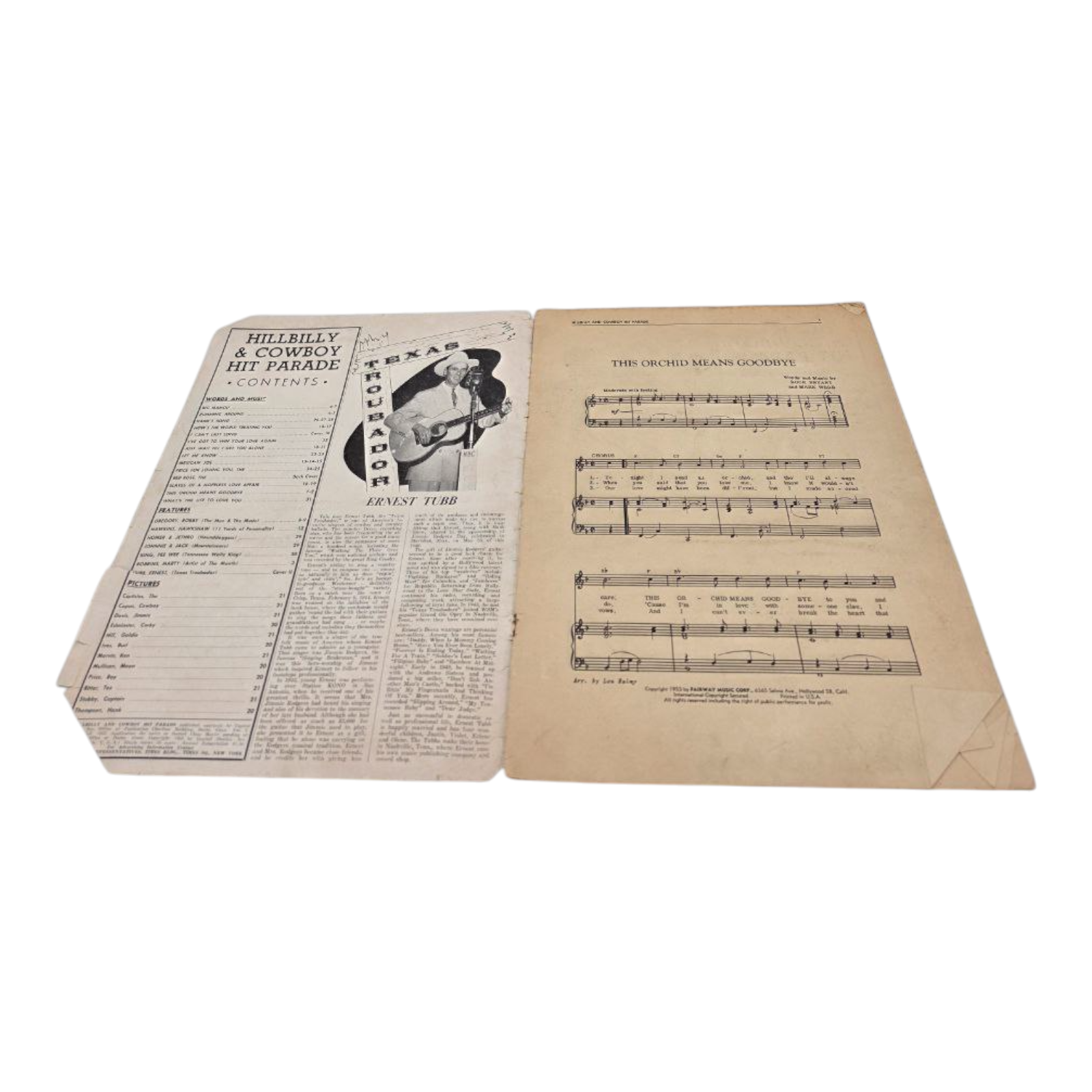 Hillbilly and Cowboy Hit Parade Songbook 1953 Four Star Sales Co