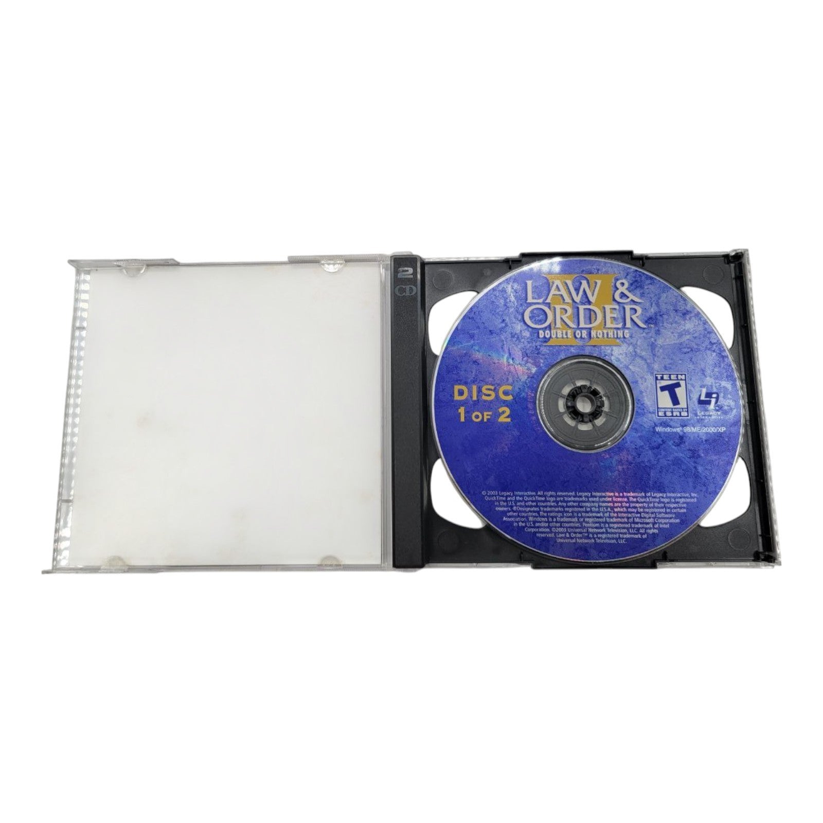 Law & Order II Double or Nothing PC CD ROM Game for Win 98/2000/ME/XP 2003
