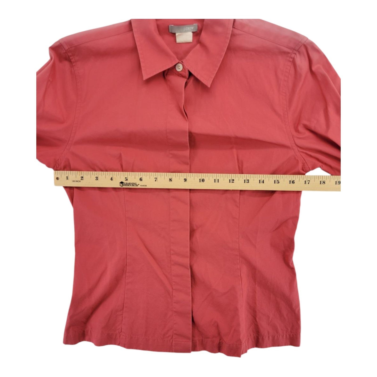 J.Crew Women's Red Cotton Long Sleeve Button Shirt Tailored Fit Size 4