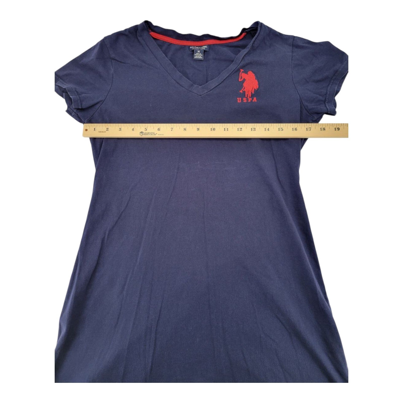 US Polo Assn Navy Blue V Neck Embroidered Logo T-Shirt Dress Womens Size M