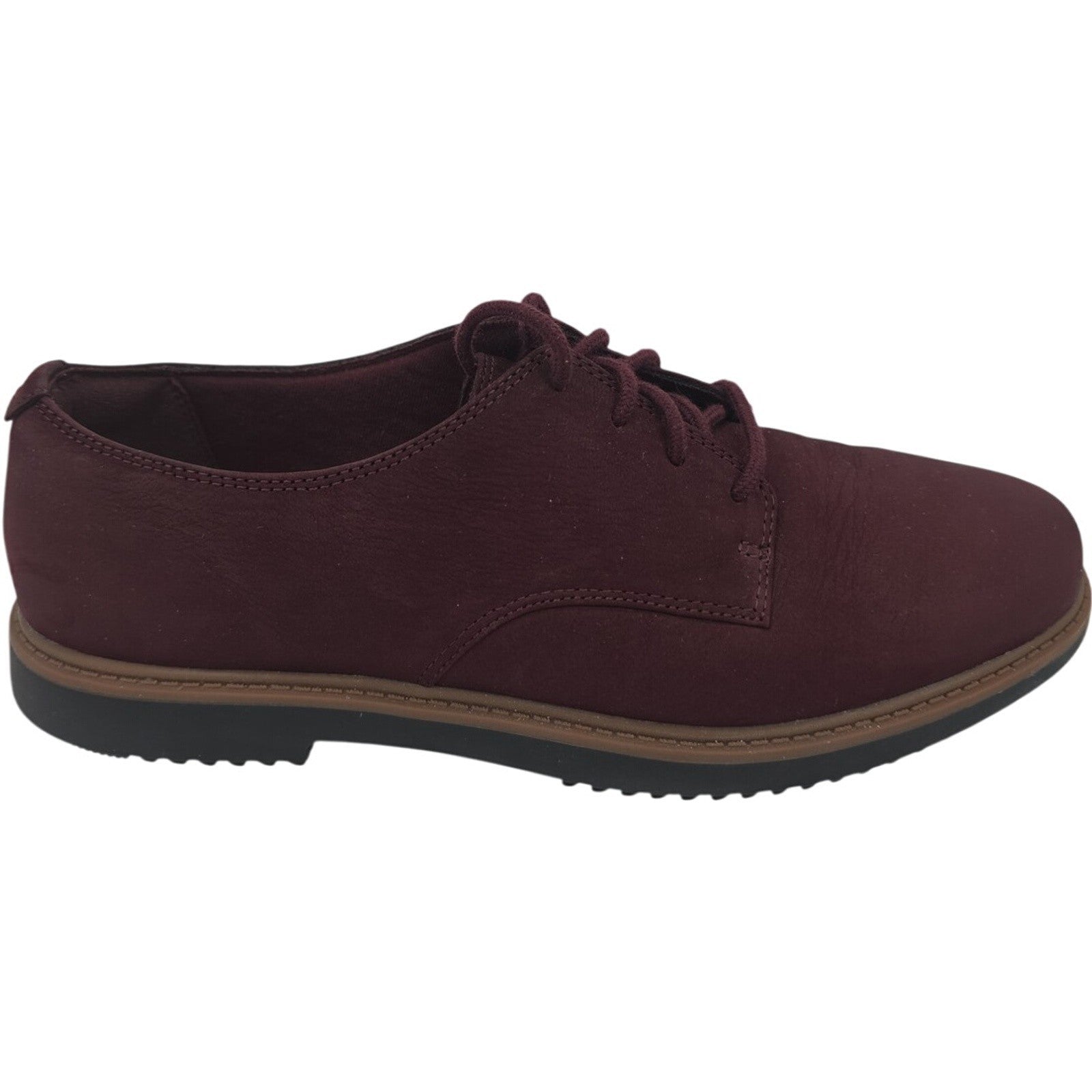 Clarks Collection Women’s Maroon Suede Lace-Up Oxford Shoes Size 8M Cushion Soft