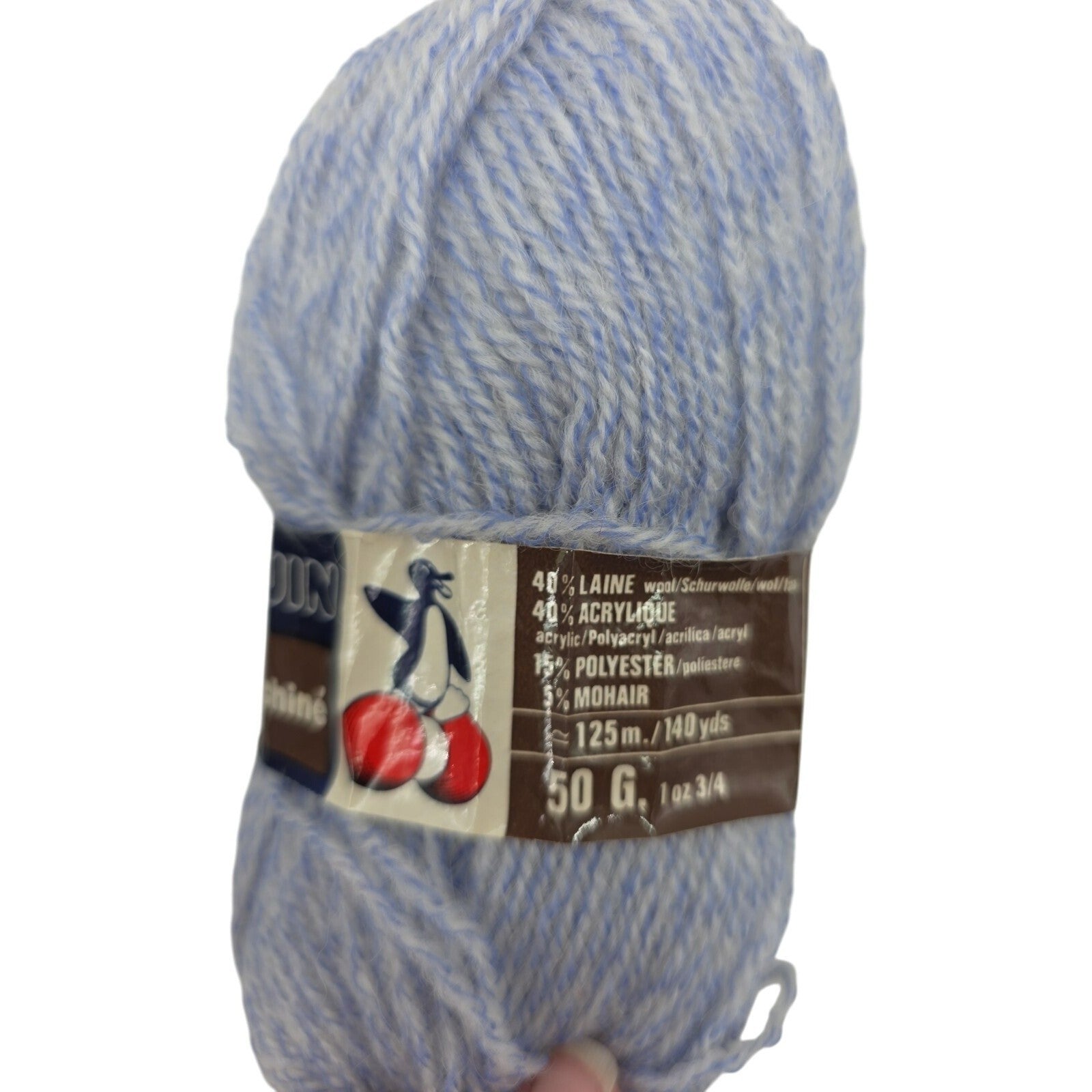 Vintage Pingouin Confortable Wool Acrylic Light Blue/White Chiné Blend Lot of 3