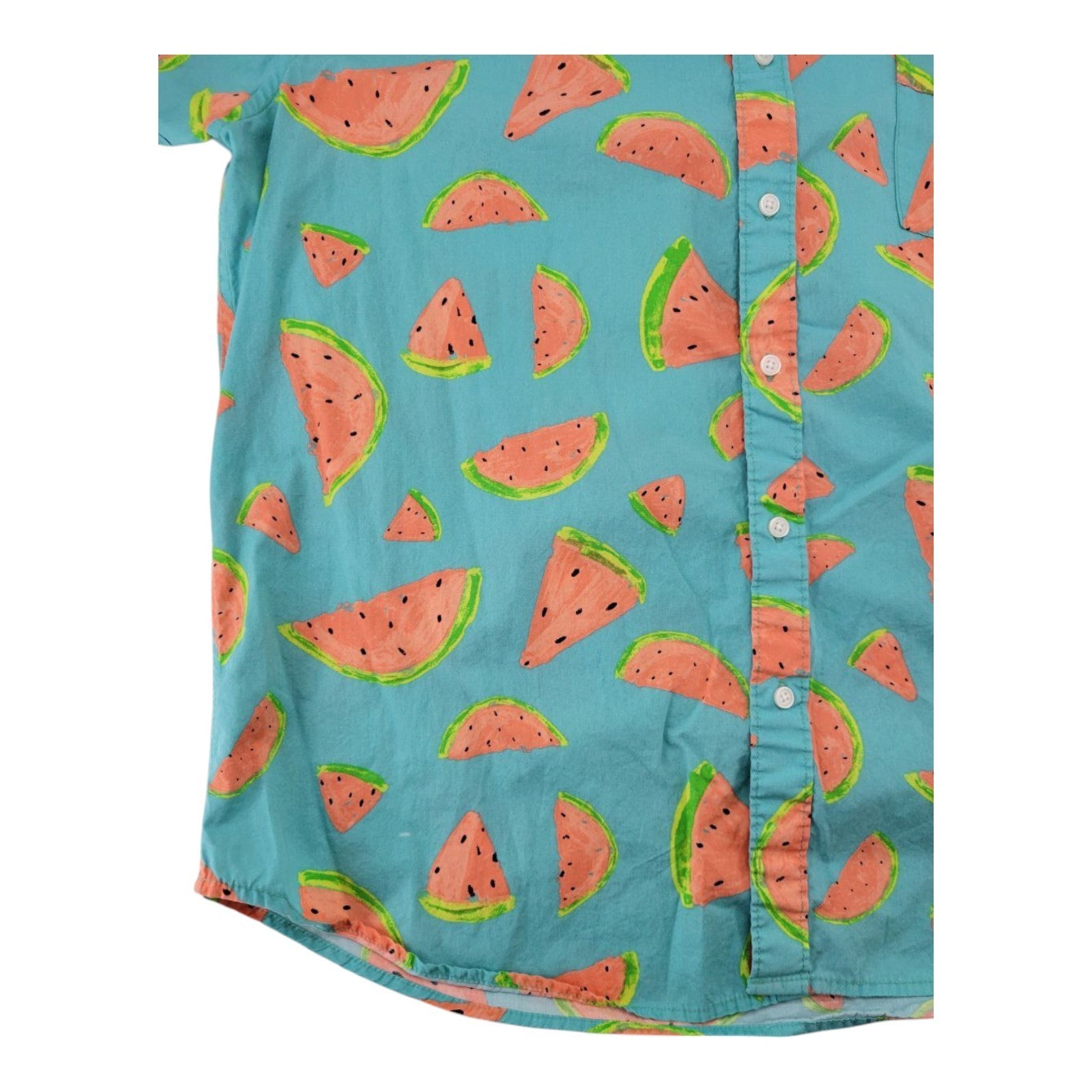 Arizona Jean Co Men's Aqua Shirt XXL Watermelon Print Cotton Short Sleeve
