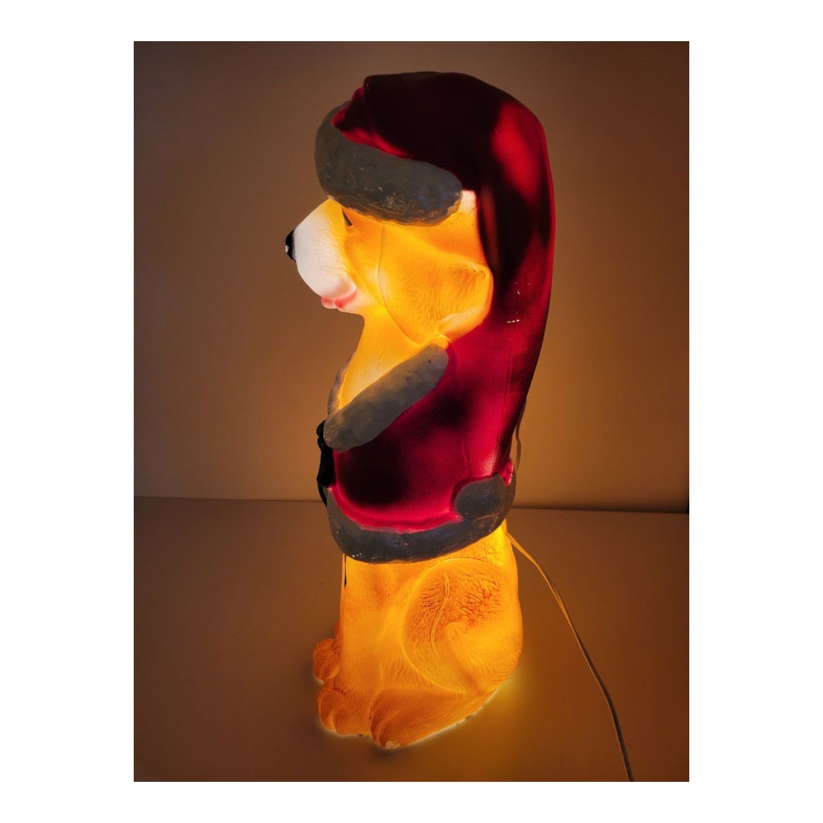 Holiday Time Lighted Golden Retriever Blow Mold Santa Suit Christmas Decor 24"