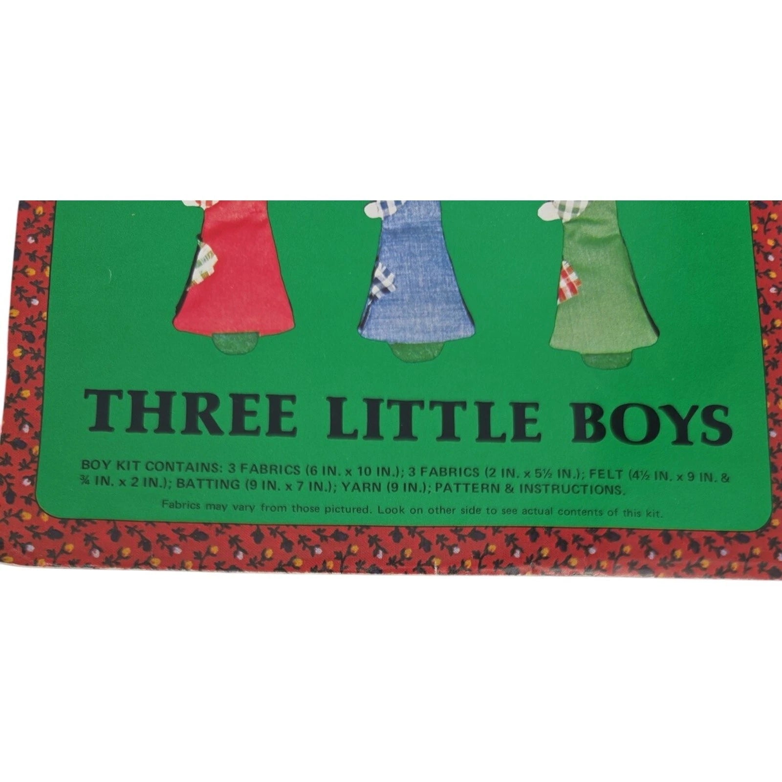 Vintage 1970s Yours Truly Three Little Boys Christmas Ornament Sewing Craft Kit