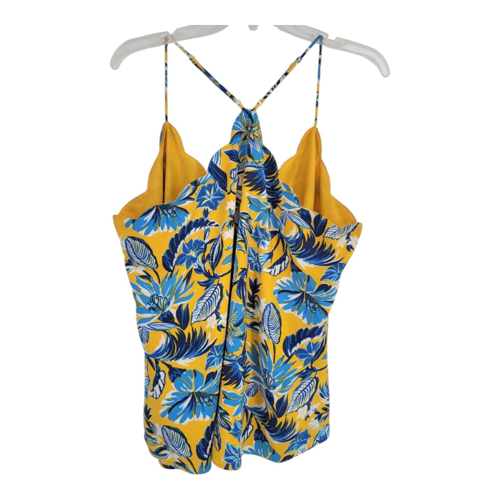 J.Crew Women's Yellow Floral Sleeveless Blouse Adjustable Straps Size 16