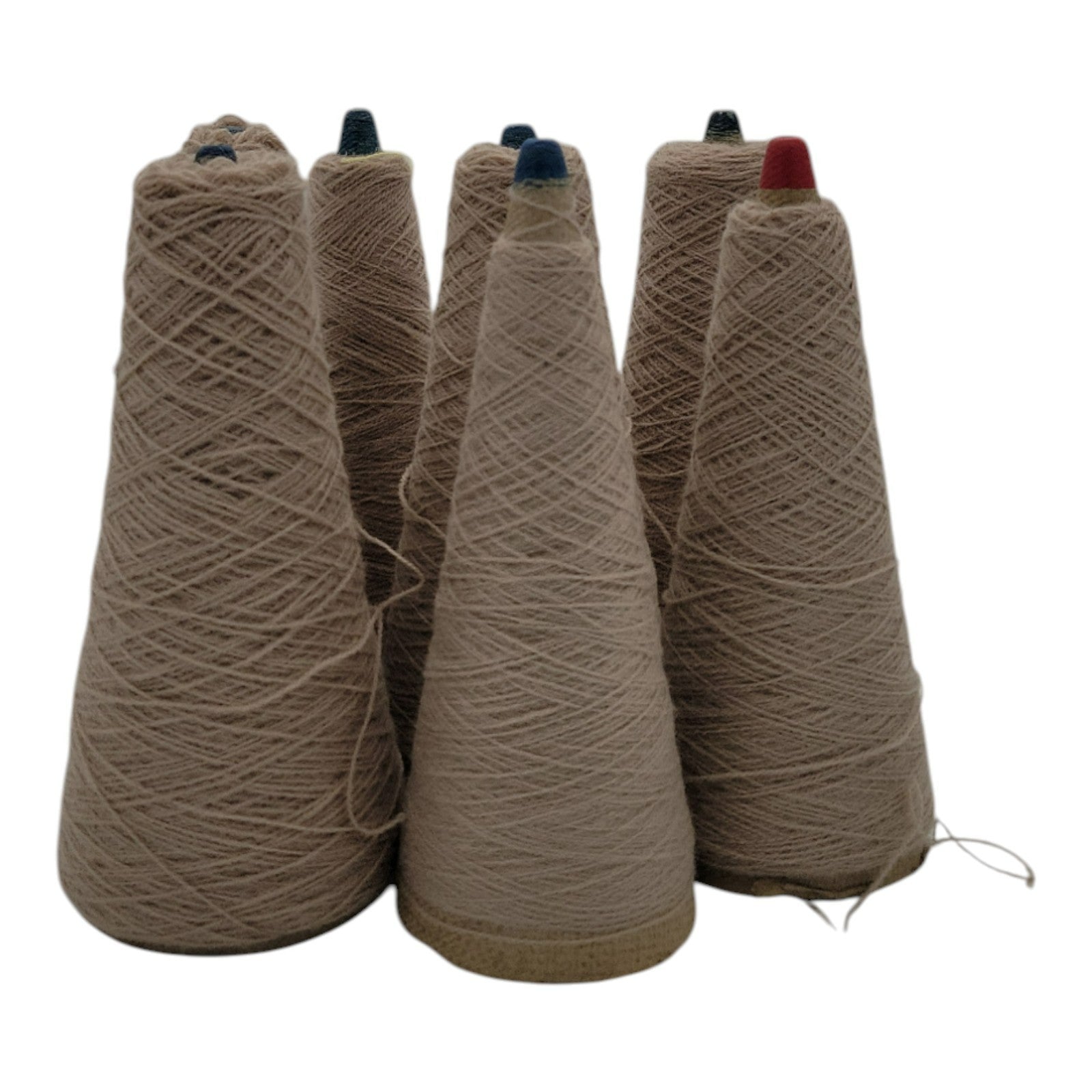 Vintage 1980s Phoenix Dye Works Taupe Yarn Cones 2/24 Lot of 7