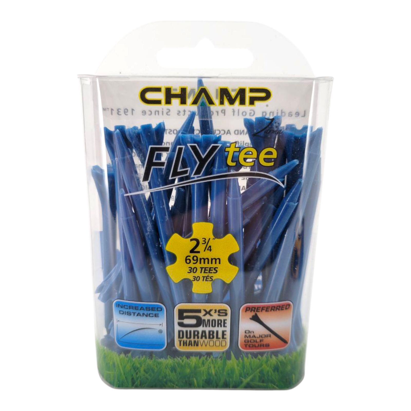 Champ Zarma FlyTee 2 3/4" Pack of 30 5x's More Durable Tees Dark Blue