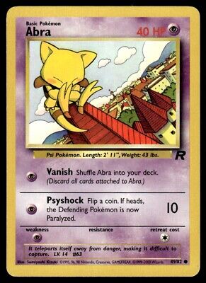 Pokemon TCG Team Rocket Abra 2000 Basic Common #49 Lightly Played Card