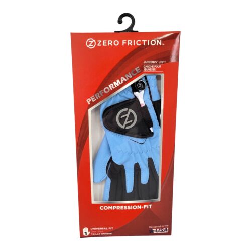 Zero Friction Junior Left Hand Golf Glove Compression Fit Performance Blue