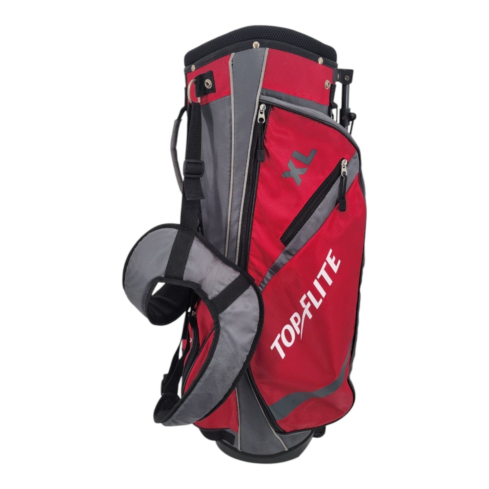 Top Flite XL Red Gray Black 5 Way Golf Stand Bag Dual Carry Strap No Rain Cover