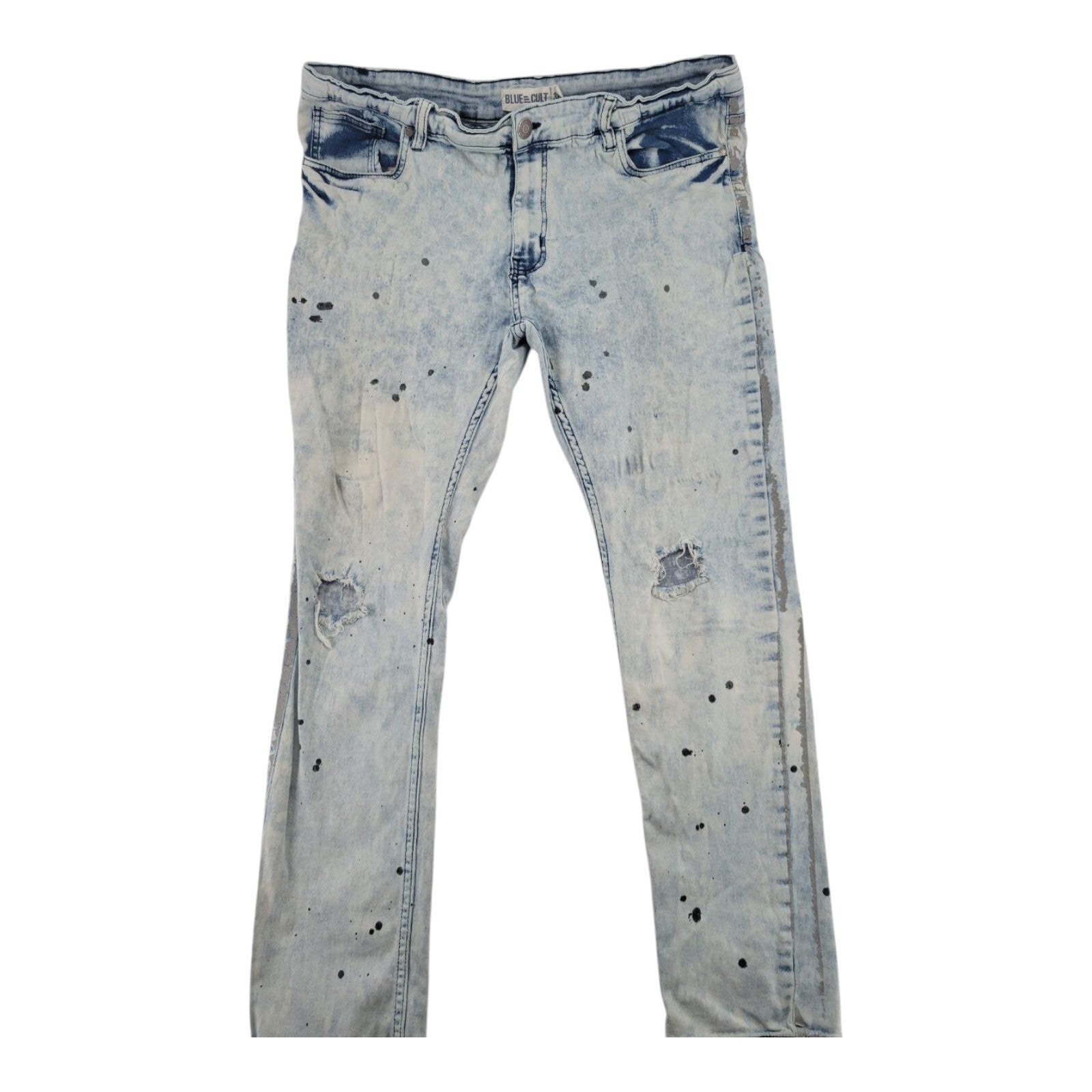 Blue Cult Mens Acid Wash Distressed Jeans Paint Splatter Stretch Size 38