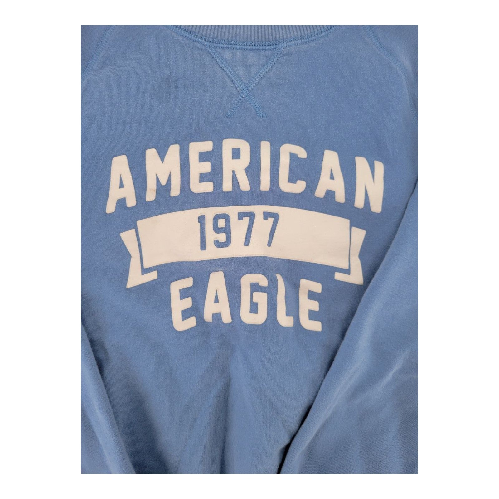 American Eagle 1977 Blue Pullover Sweatshirt Crewneck Logo Size Small