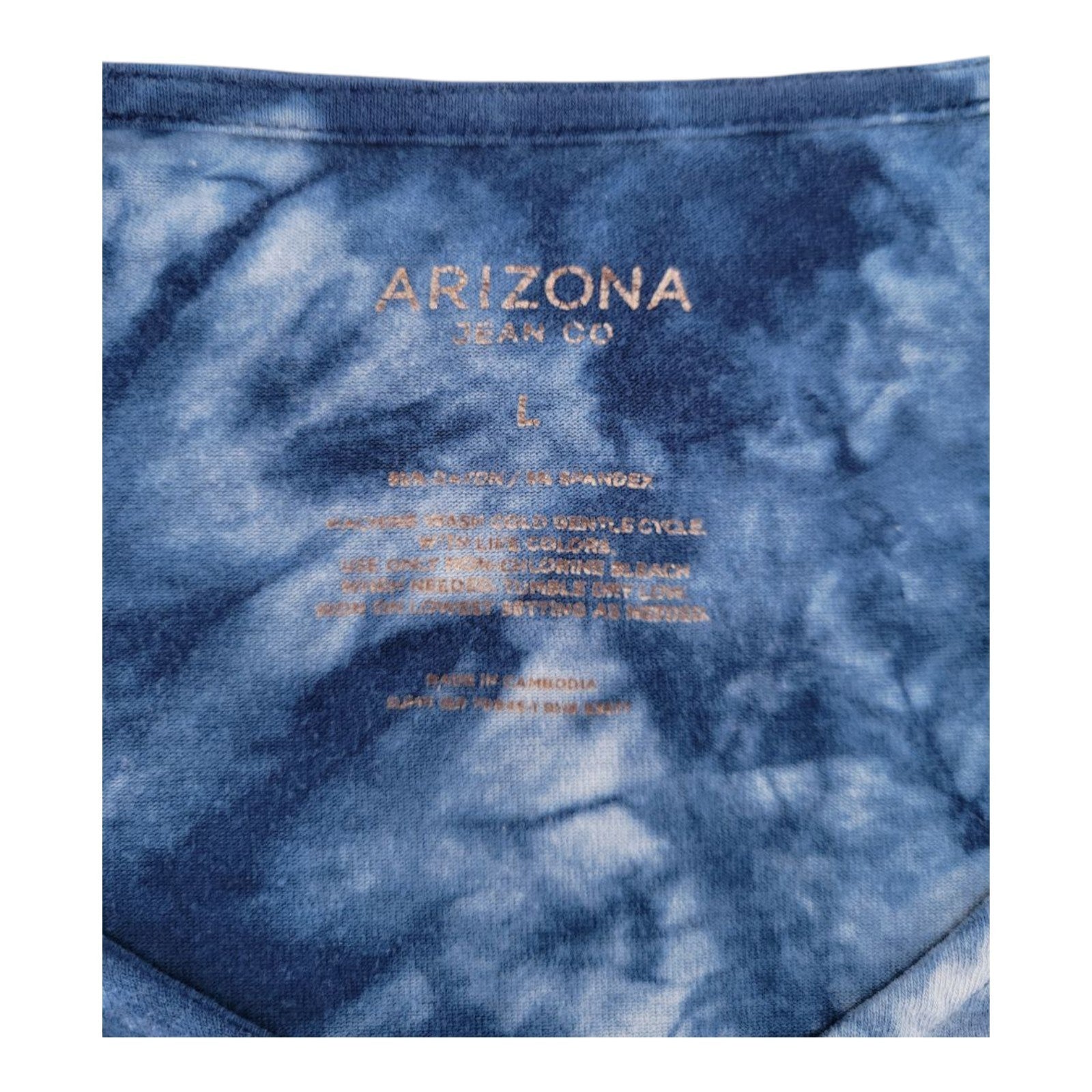 Arizona Jean Co Women's Blue Tie Dye Cold Shoulder Sleeveless V-Neck Top L