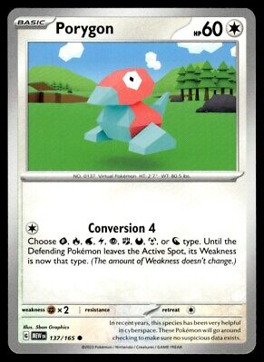 Pokemon 2023 Scarlet & Violet 151 Porygon Common #137 Near Mint Card