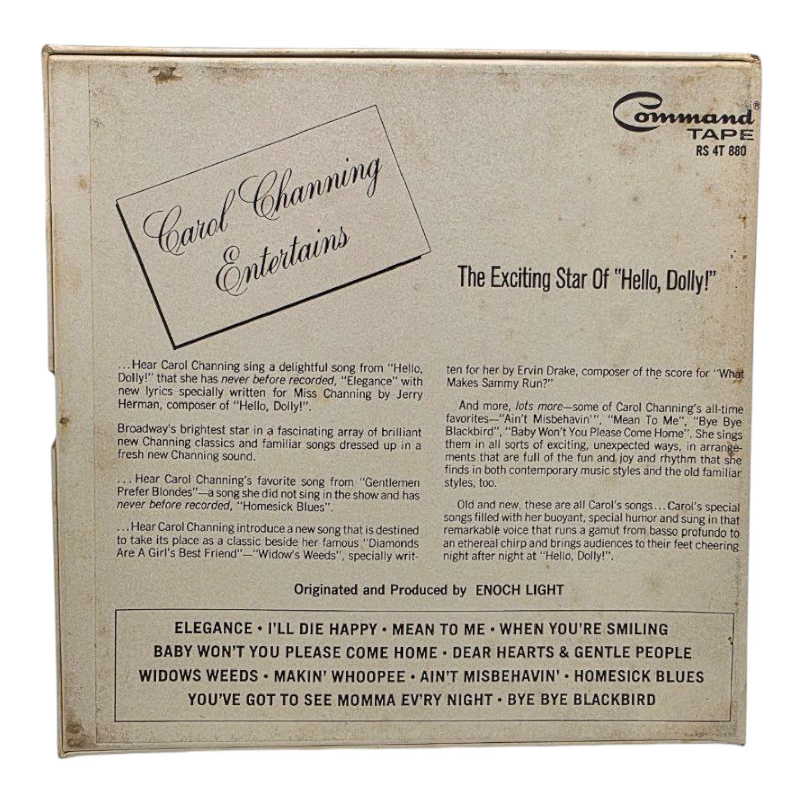 Carol Channing Entertains Reel to Reel Tape 7 1/2 IPS 4 Track RS 4T 880