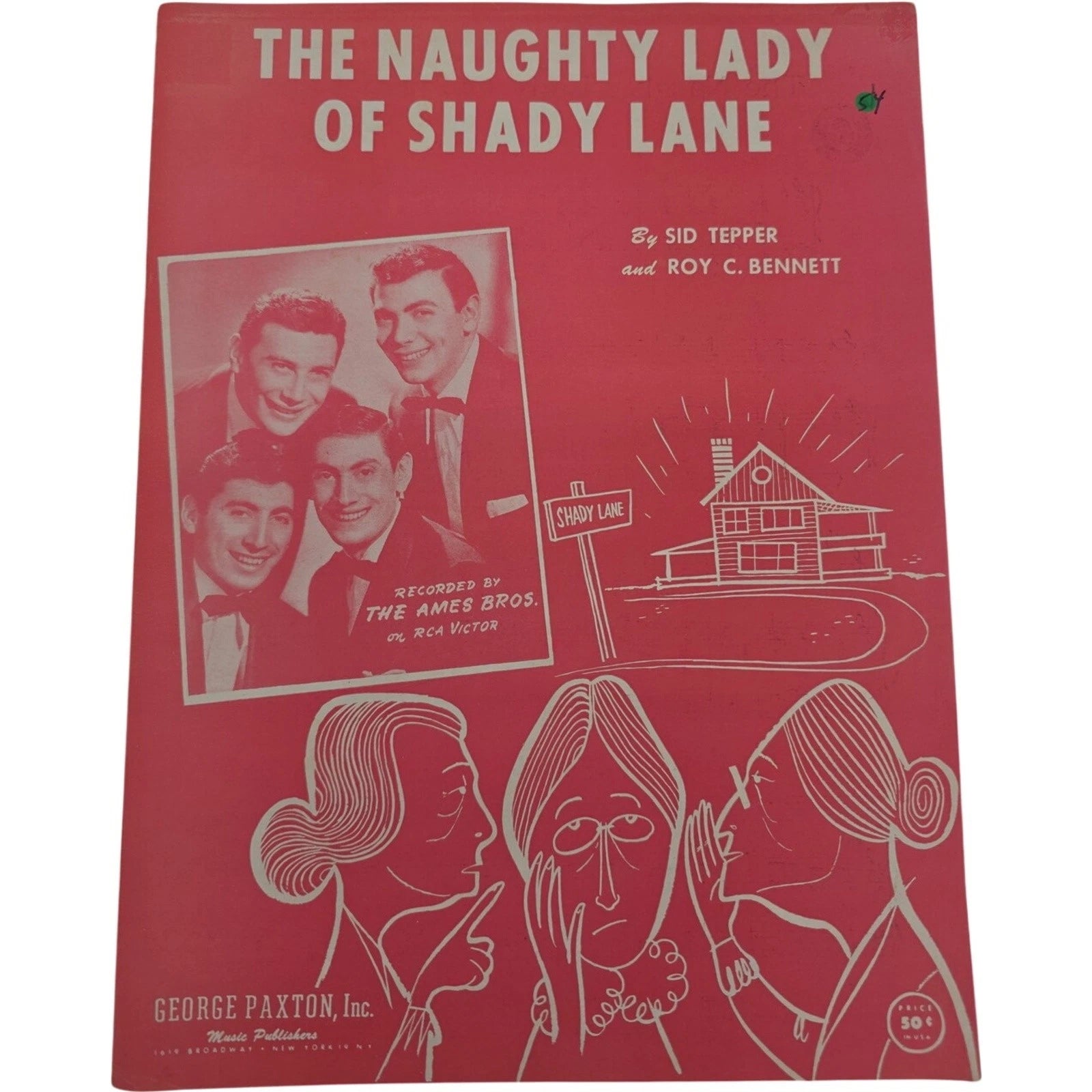 1954 The Naughty Lady of Shady Lane Sheet Music Recorded by The Ames Bros