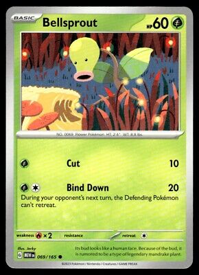 Pokemon 2023 Scarlet & Violet 151 Bellsprout Common #69 Near Mint Card