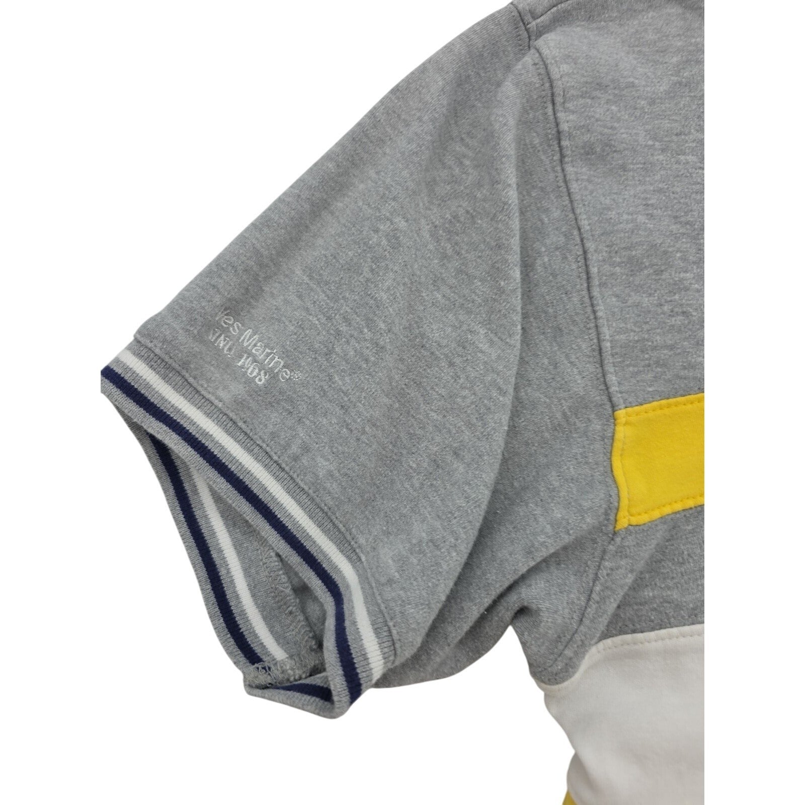 West Marine Crew Polo Gray Yellow Striped Collared Golf Polo Shirt Size XL