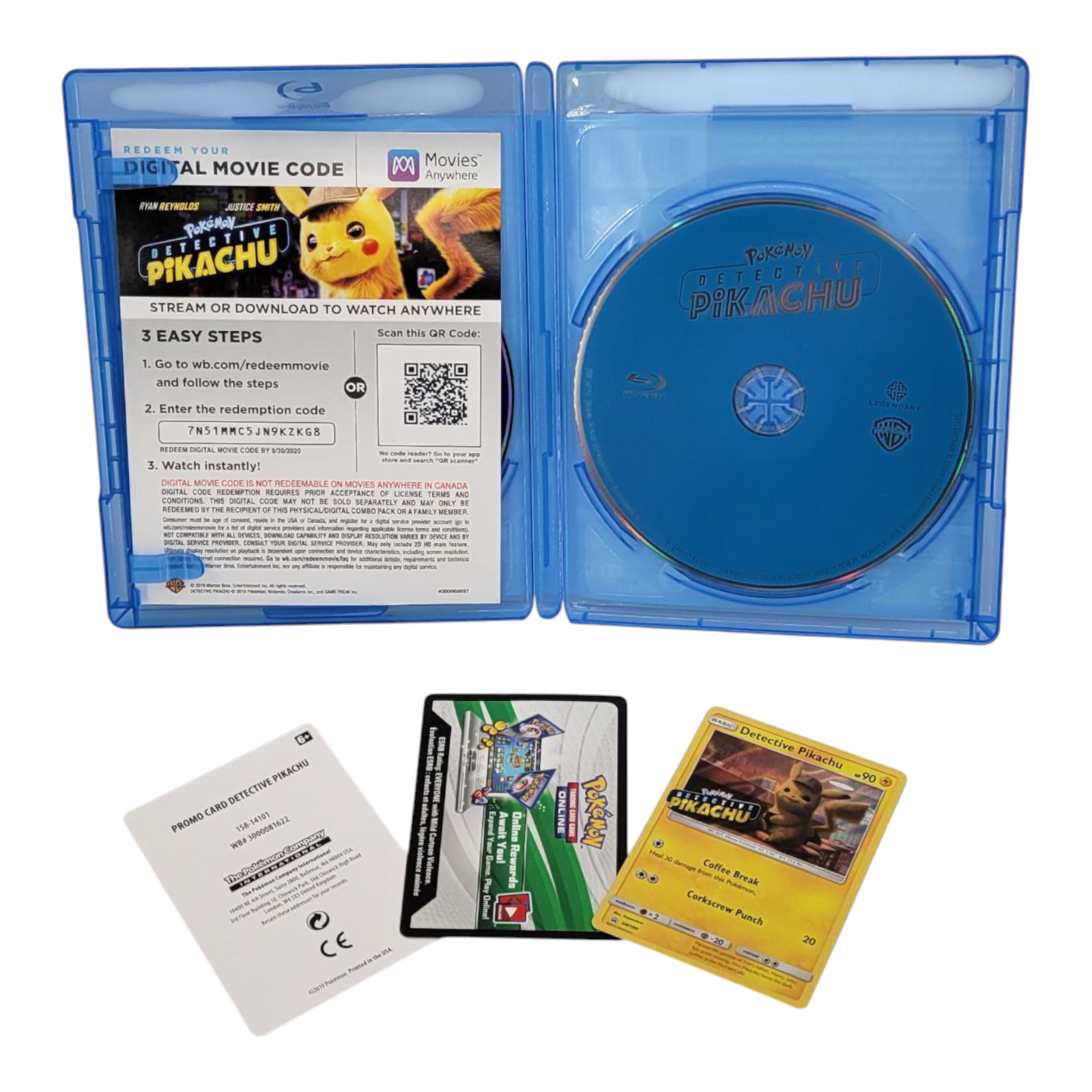 Pokémon Detective Pikachu Blu-Ray DVD Digital Code with Bonus Cards