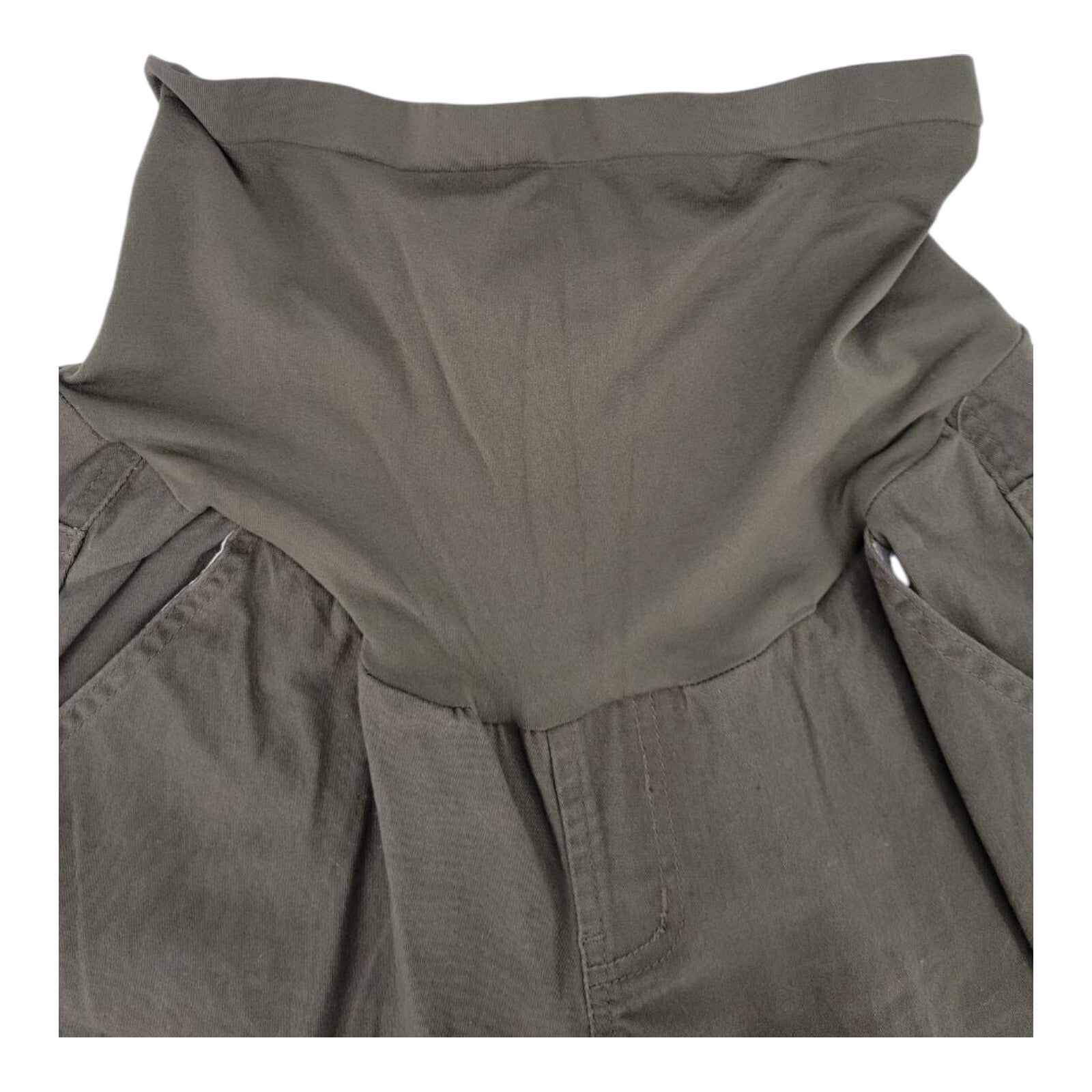 Hot Kiss Maternity Relaxed Fit Knit Waistband Cargo Pants Olive Green Size M