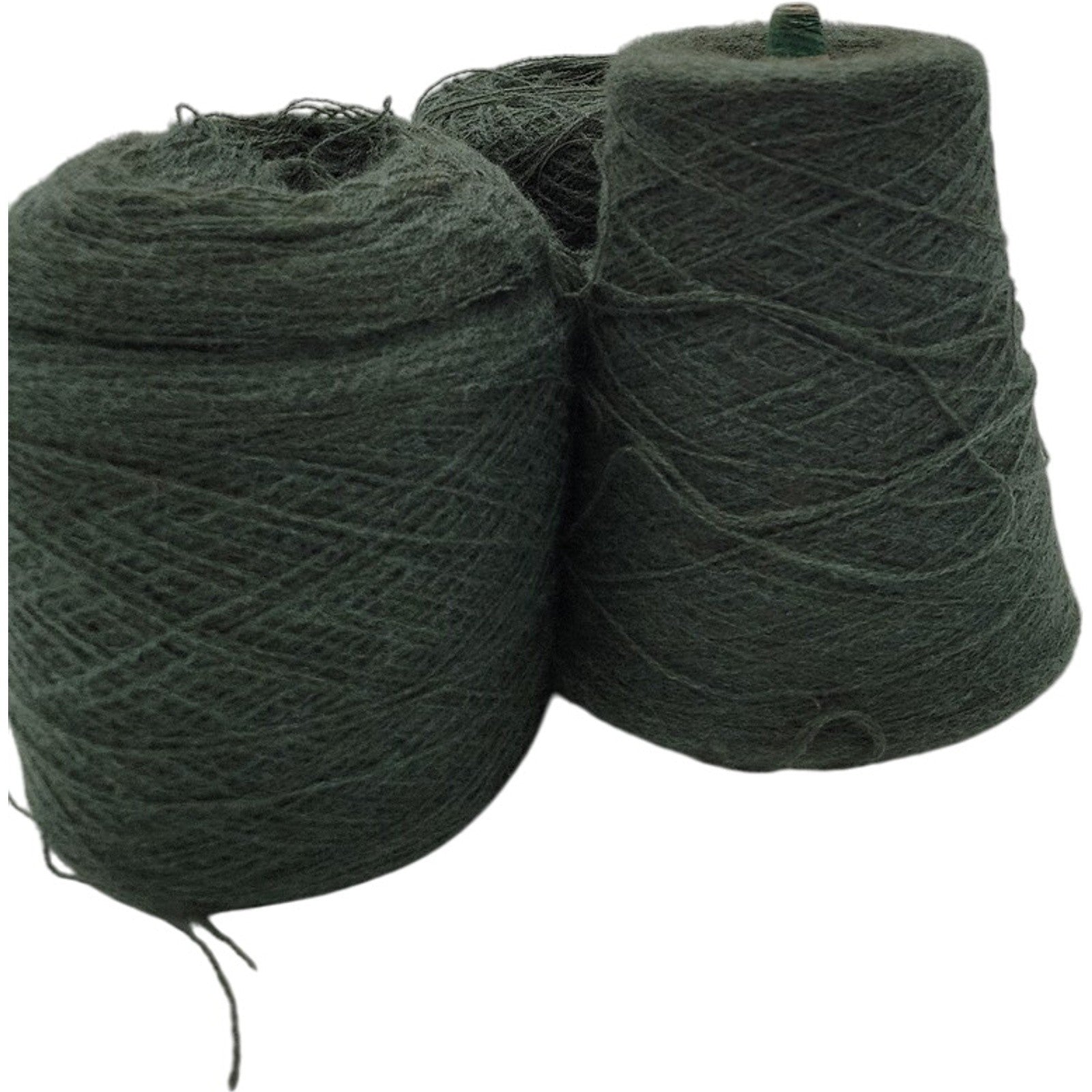 Vintage Templon Moss Heather Green Wool Blend Yarn Cone 2/24 70/30 O/W Lot of 3