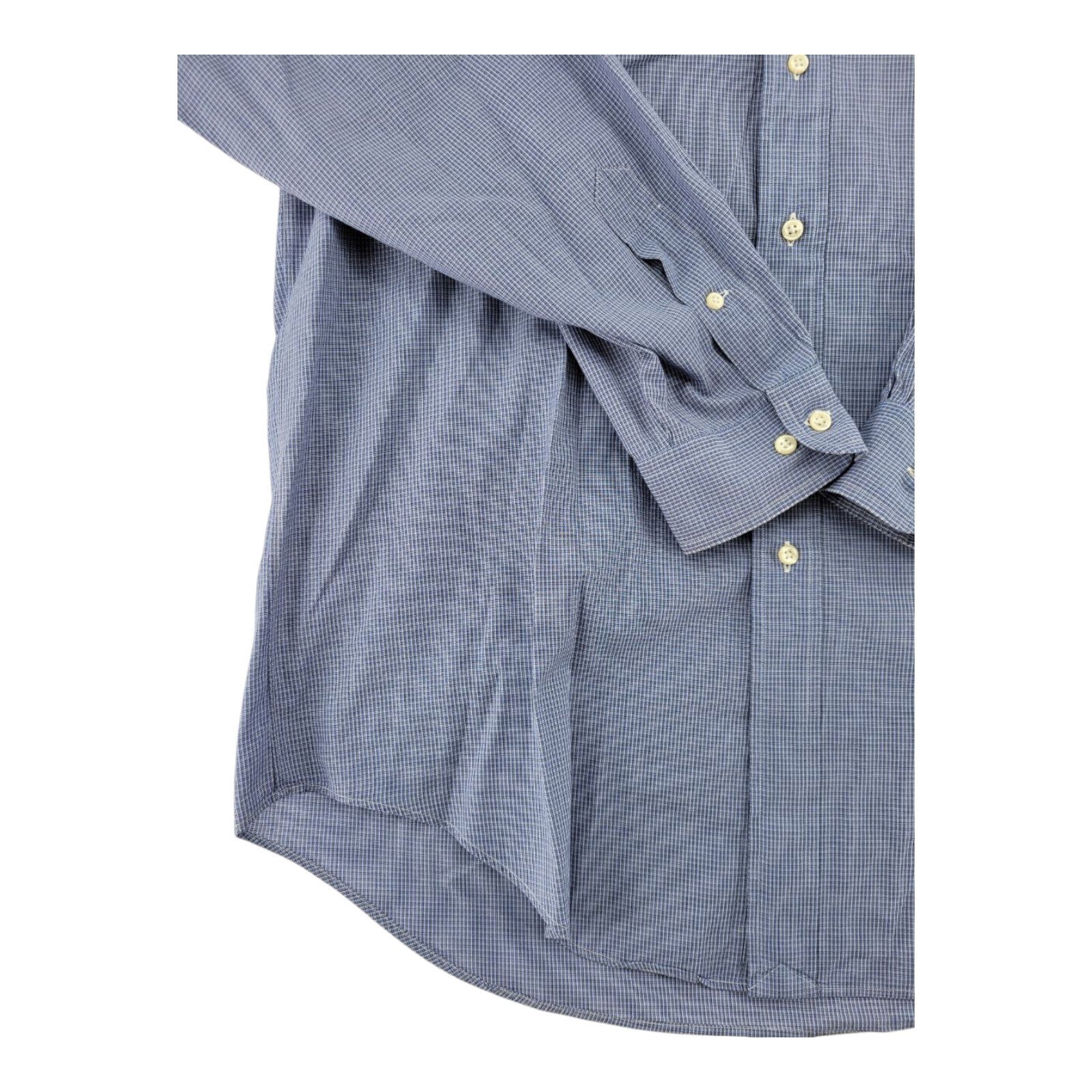 Ralph Lauren Yarmouth 100% Cotton Blue Check Button Down Mens Shirt 16 34/35