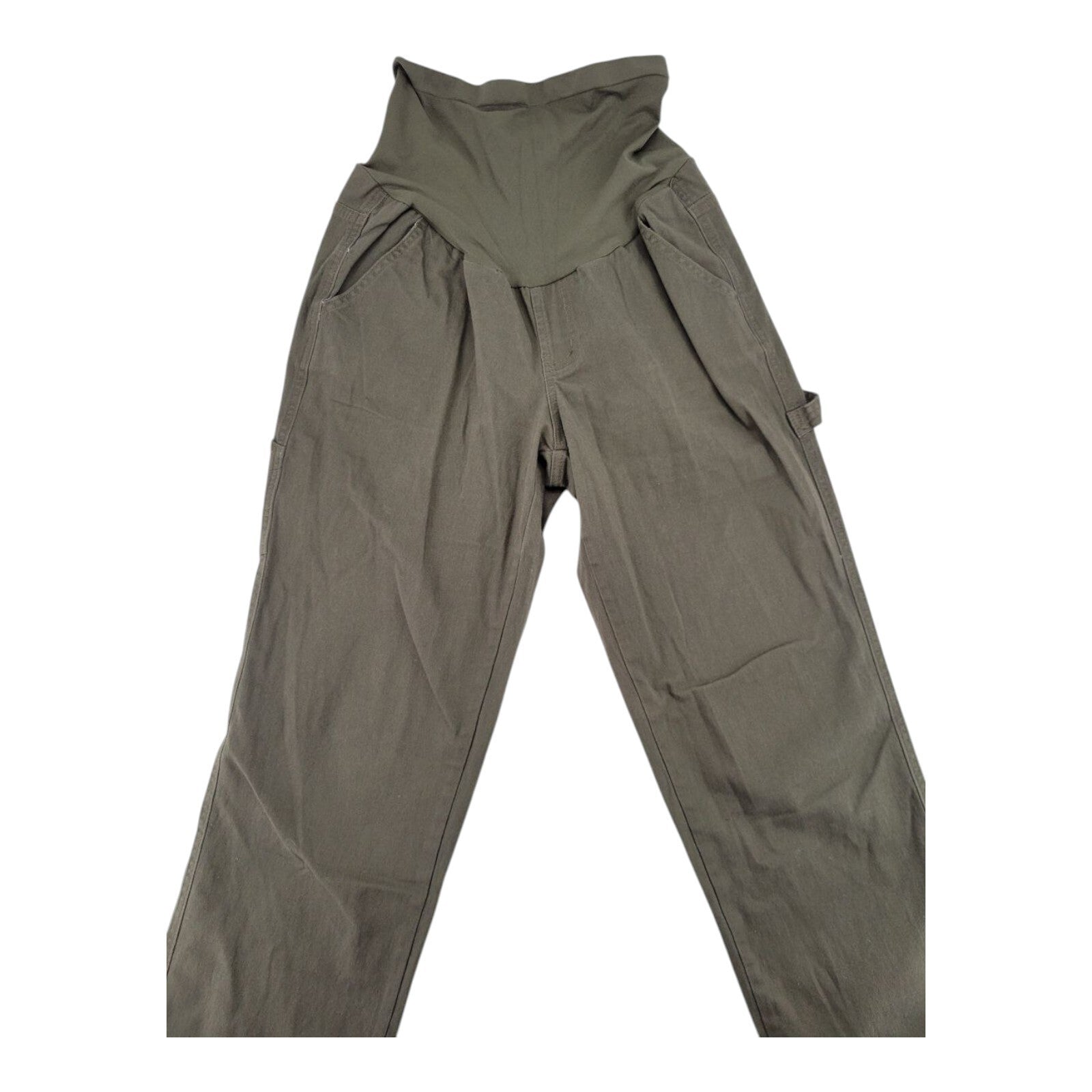 Hot Kiss Maternity Relaxed Fit Knit Waistband Cargo Pants Olive Green Size M