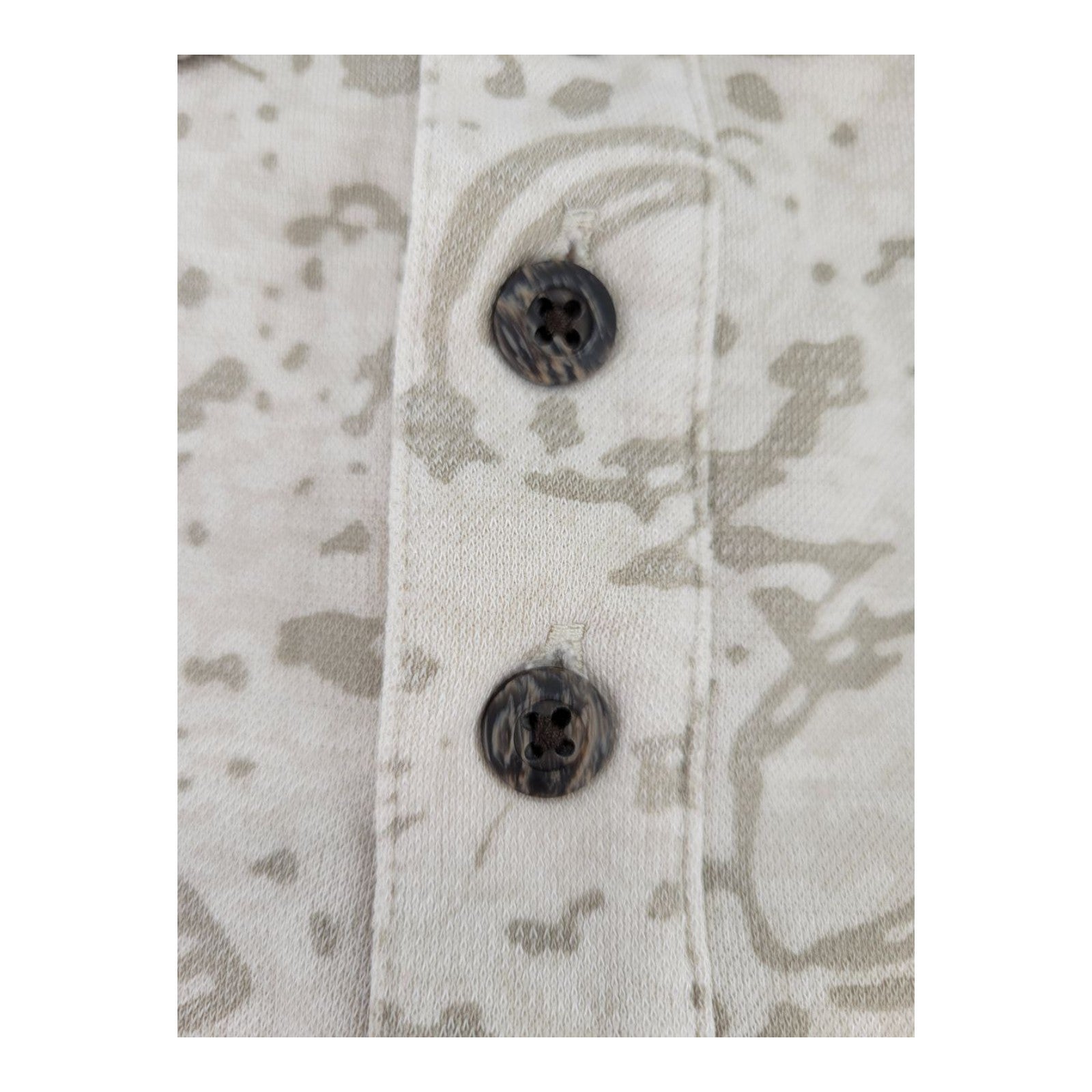 Cabelas Mens Polo Shirt Beige All Over Print Casual Short Sleeve Size XL