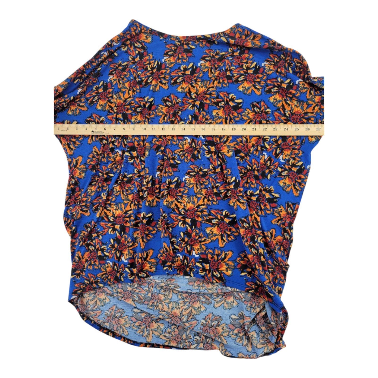 LuLaRoe 2XL Women’s Short Sleeve Scoop Neck High Low Black Orange Blue Floral