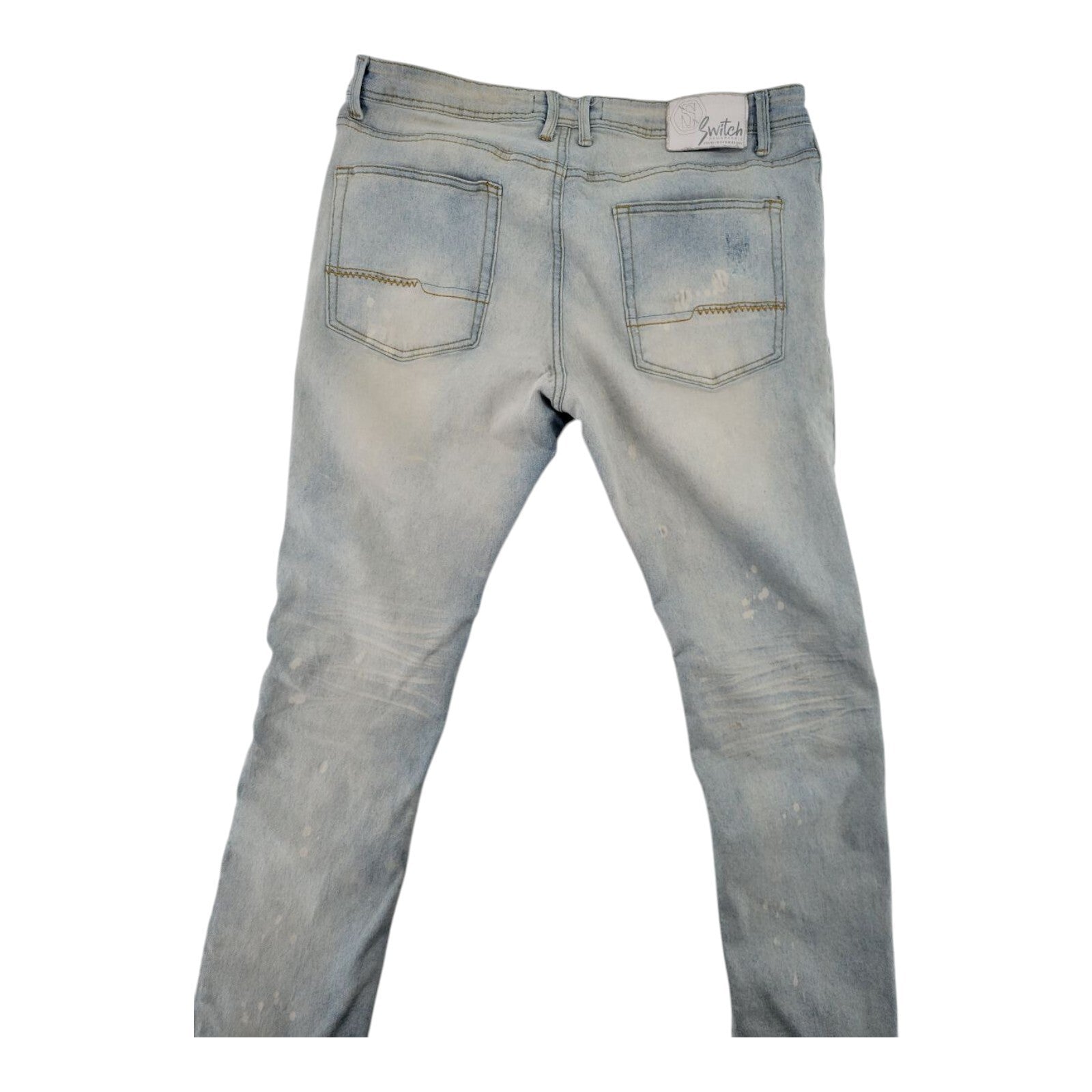 Switch Remarkable Moto Slim Taper Fit Jeans Streetwear Mens 38x32