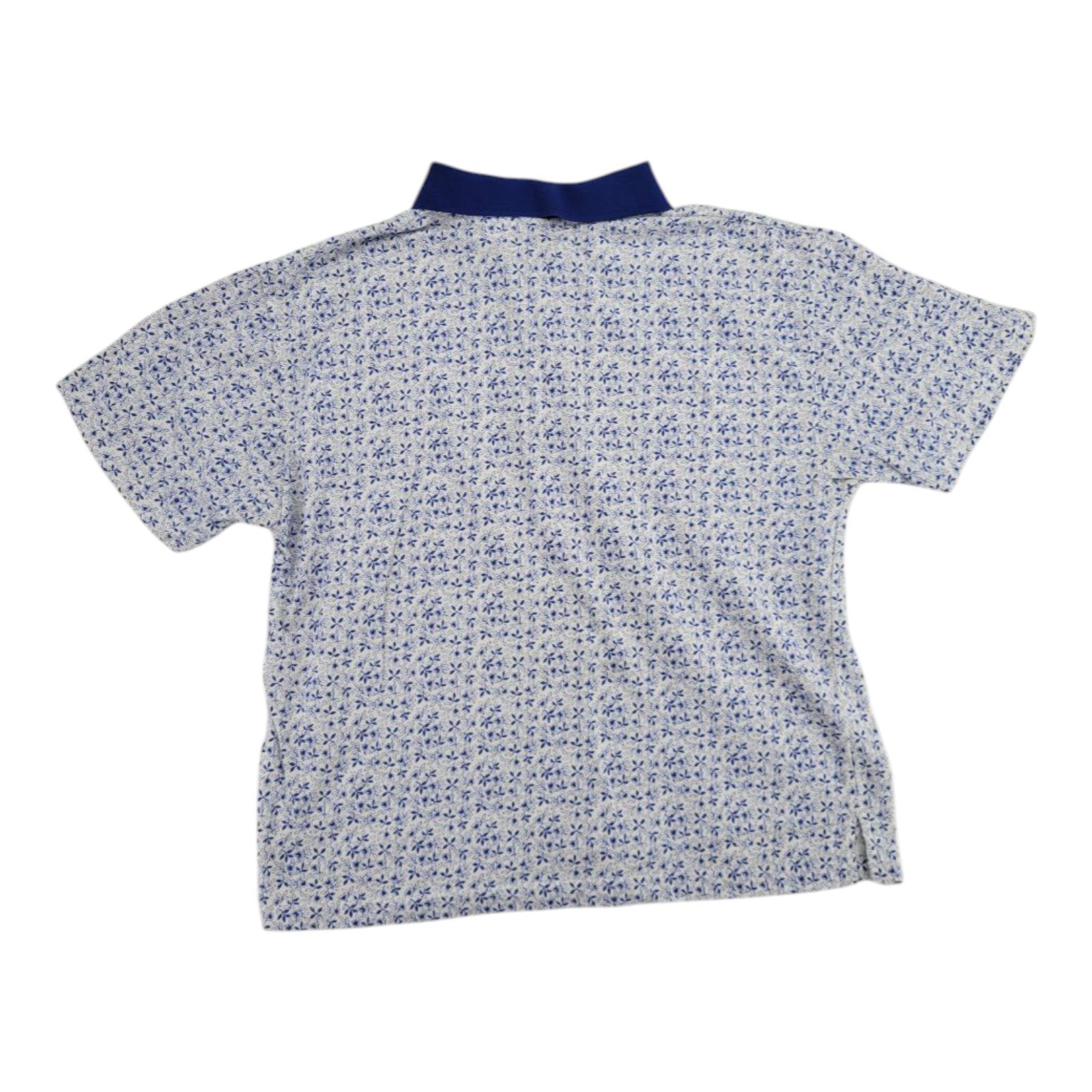 Bold Spirit Men's Blue Floral Polo Shirt Vintage Taiwan Short Sleeve Size M