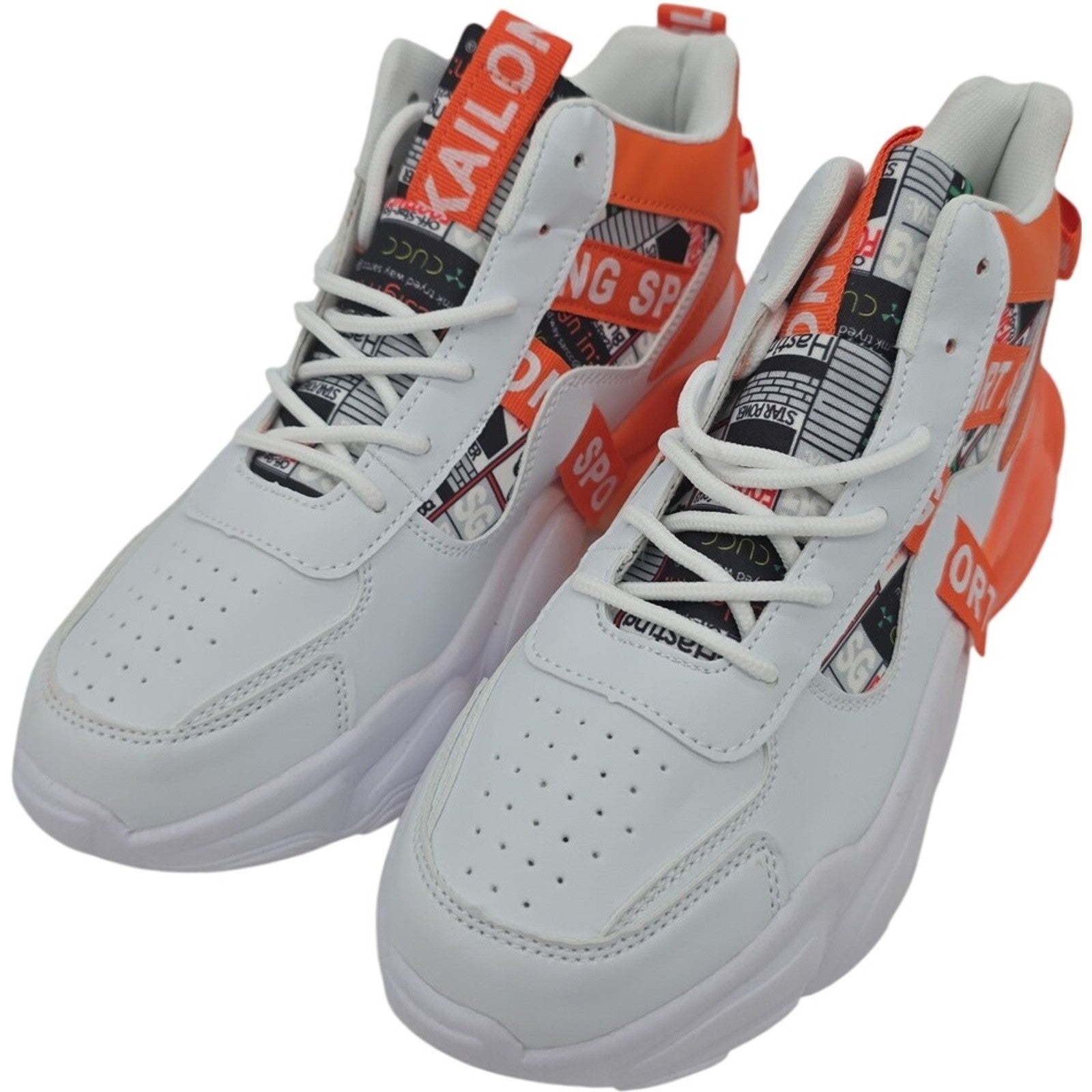 Fashion Casual White Orange High Top Chunky Sneakers Size 39 Sport Shoes