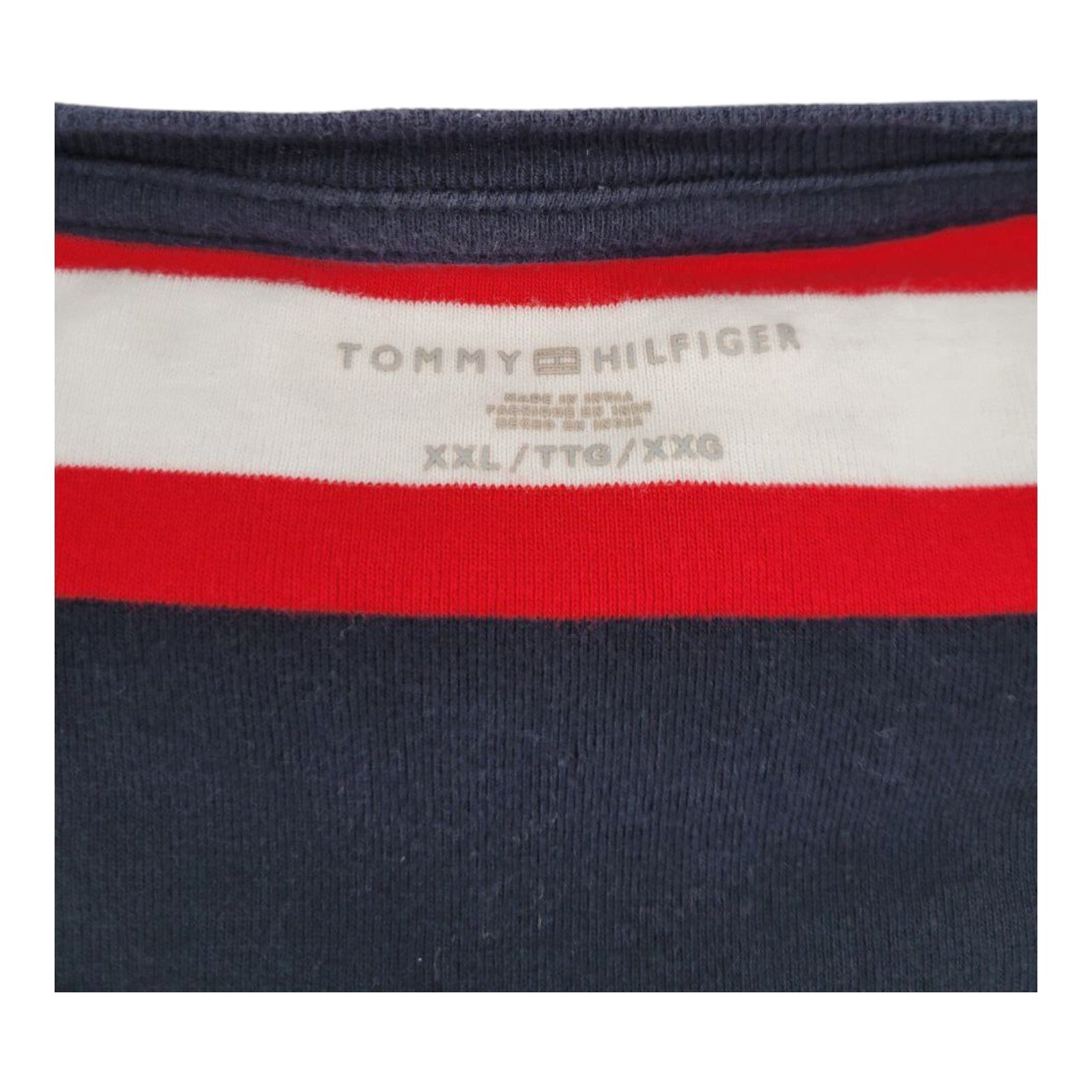 Tommy Hilfiger Womens Navy Red White Striped V Neck Tee XXL