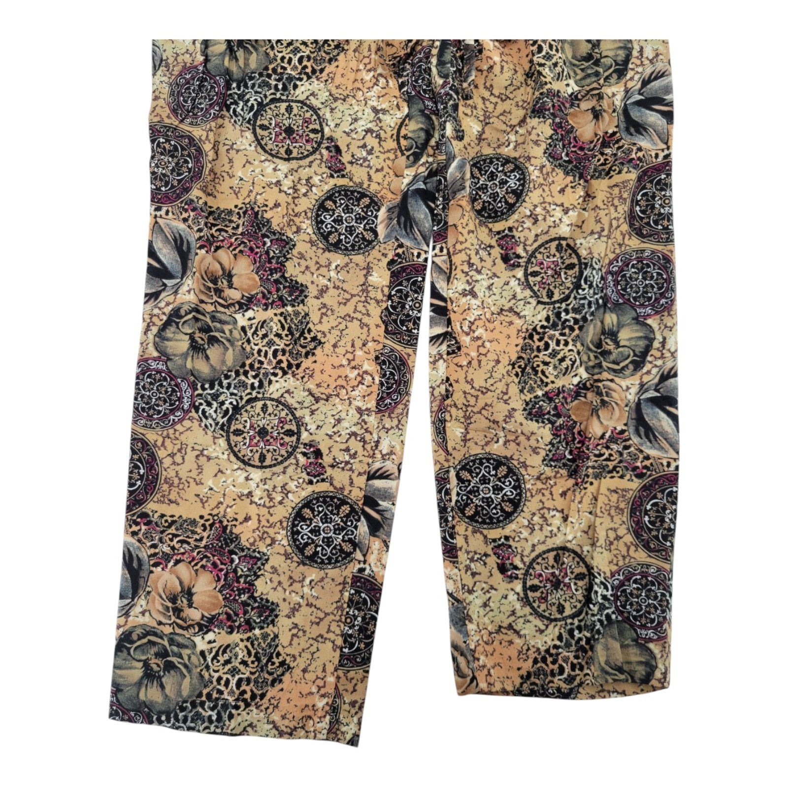 Office Hours Women's Small Floral Print Rayon Drawstring Casual Pants
