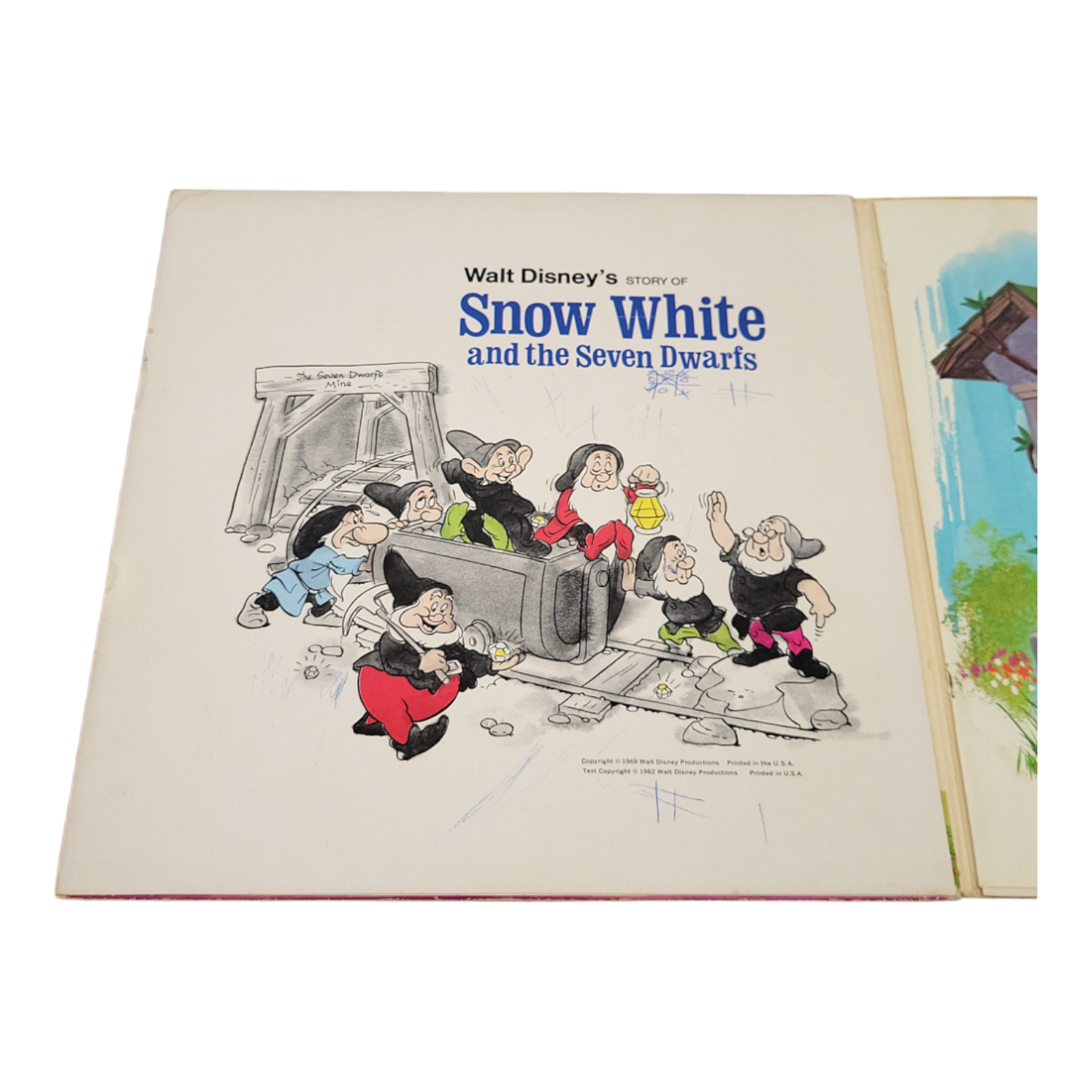 Walt Disney Snow White and the Seven Dwarfs Story Songs Book & LP Record 3906