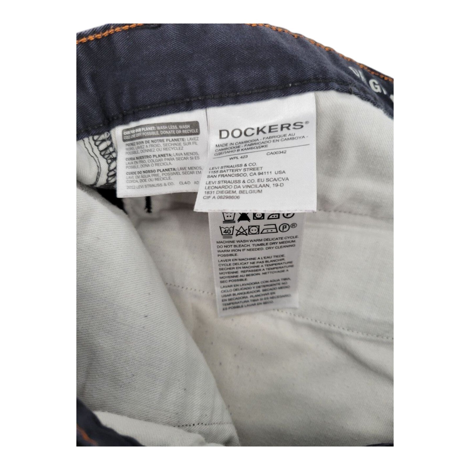 Dockers Alpha Khaki Slim Tapered Cotton Blend Black Pants Mens Size 34