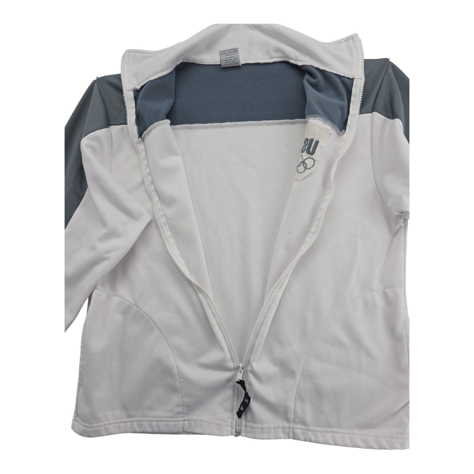 Vintage United States Olympic Committee Full Zip White Gray Jacket Size Large