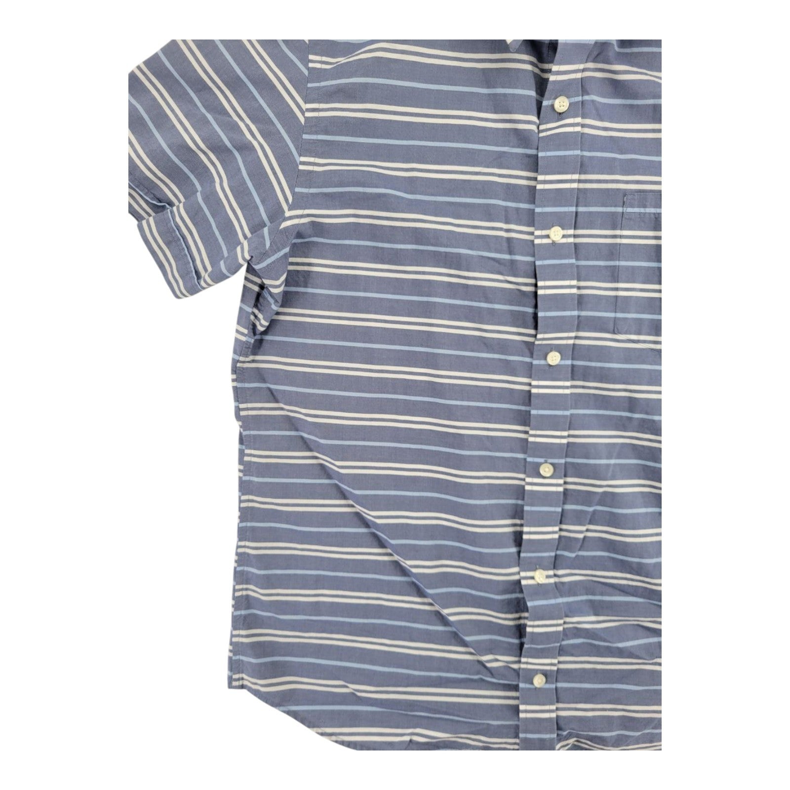 Banana Republic Men's Blue Striped Short Sleeve Soft Wash Shirt Size L