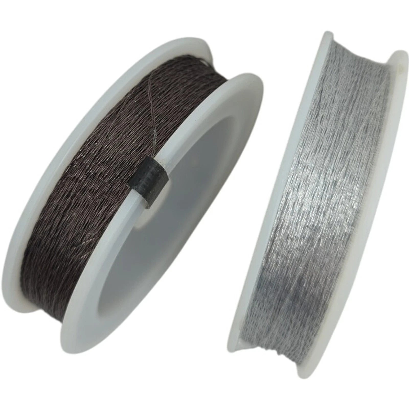 Beading Wire Jewelry Making Thread Spools Set of 2 Silver and Brown