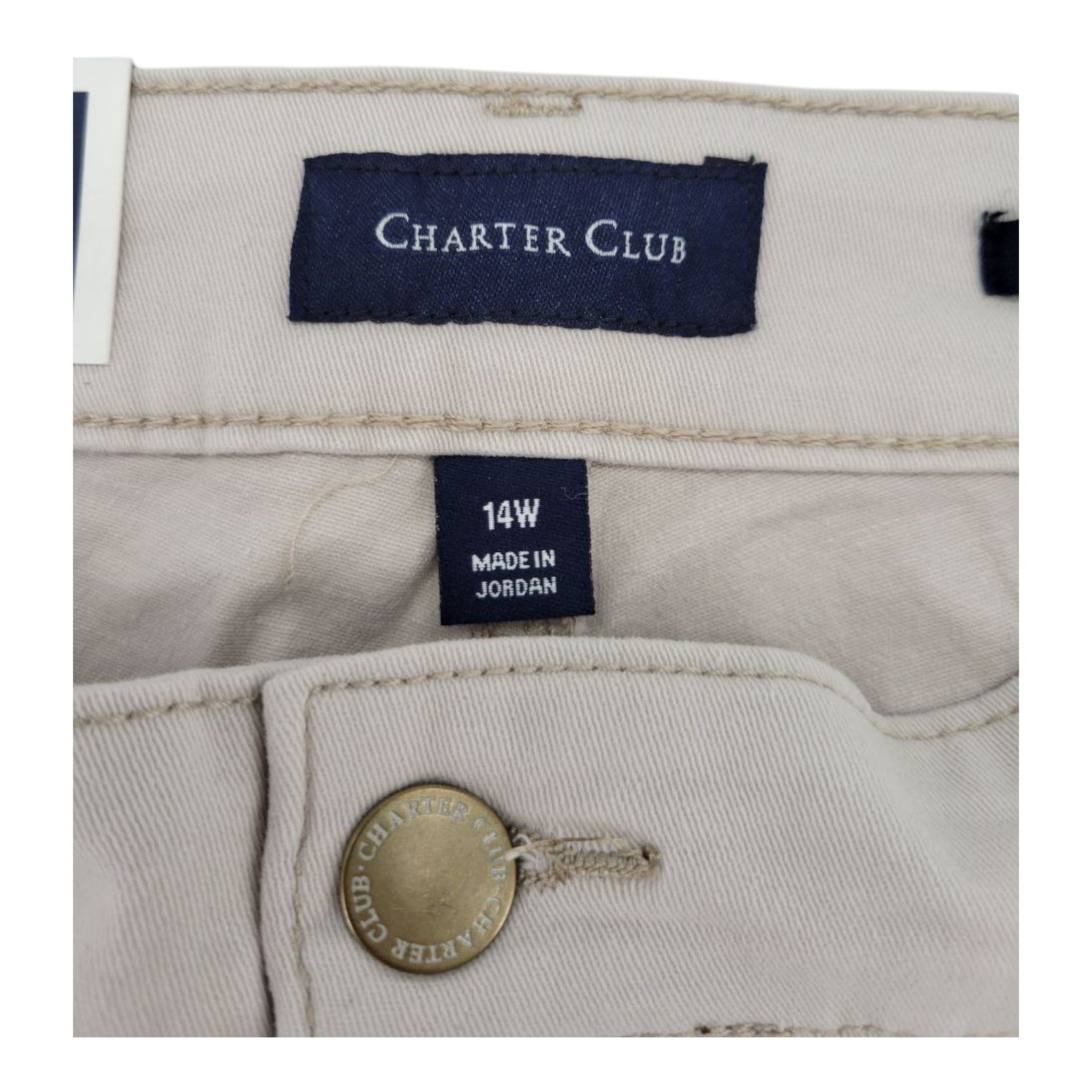 Charter Club Plus Capri Pants 14W Creme Stone Tummy Slimming Stretch