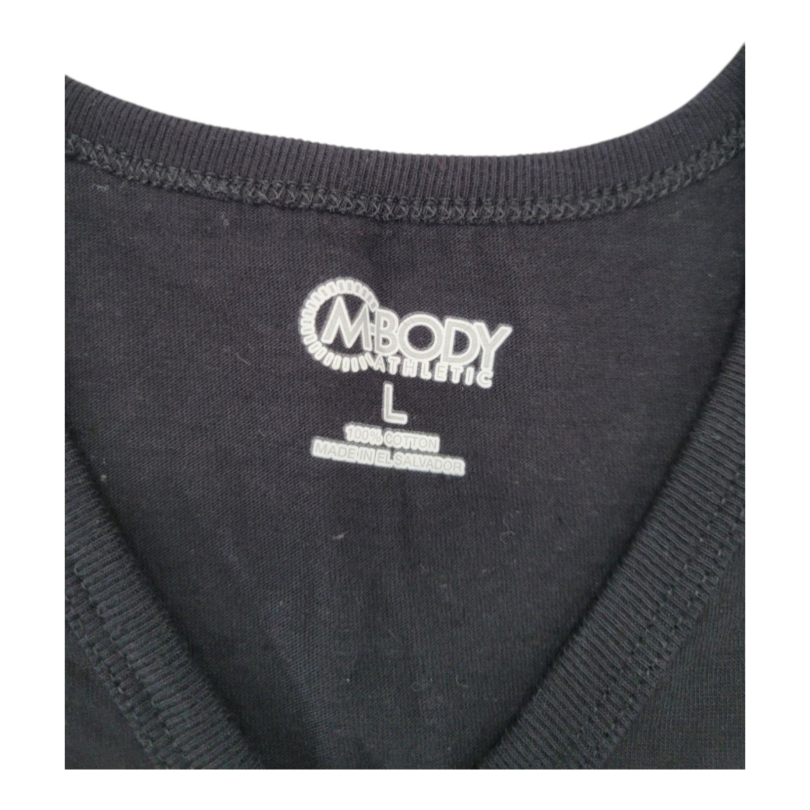 Mbody Athletic Women's Black V-Neck T-Shirt 100% Cotton Made in El Salvador L