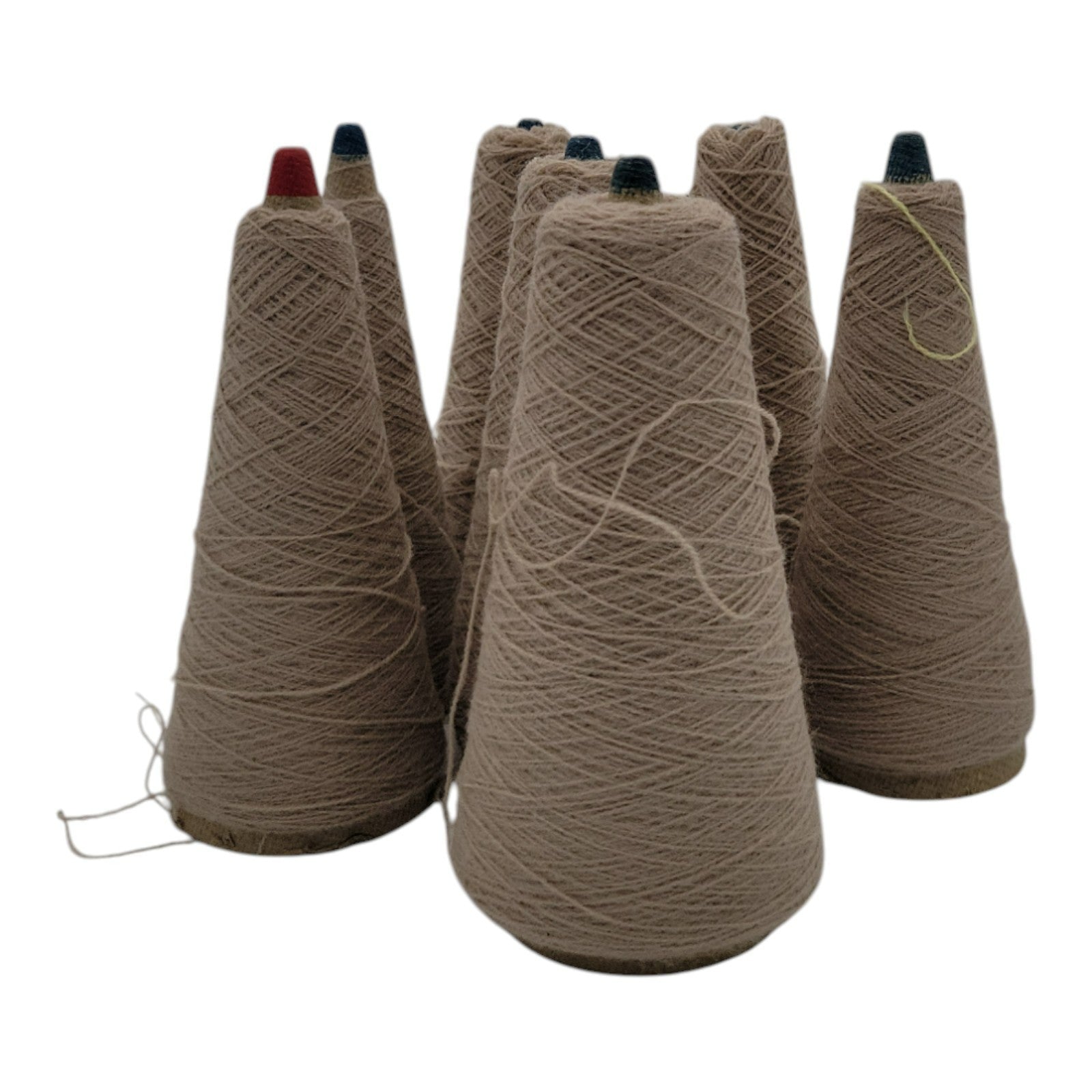 Vintage 1980s Phoenix Dye Works Taupe Yarn Cones 2/24 Lot of 7