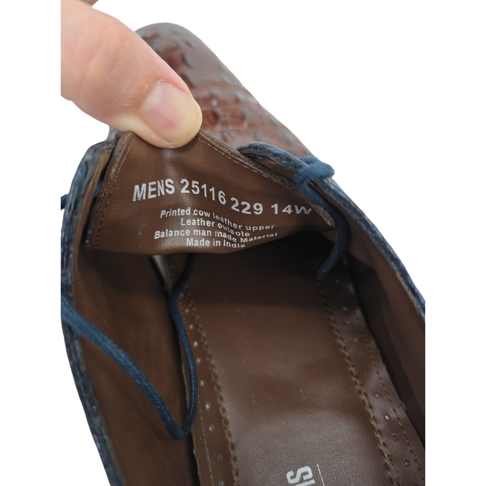 Stacy Adams Garelli Cognac Multi Embossed Leather Oxford Dress Shoes Men’s 14W