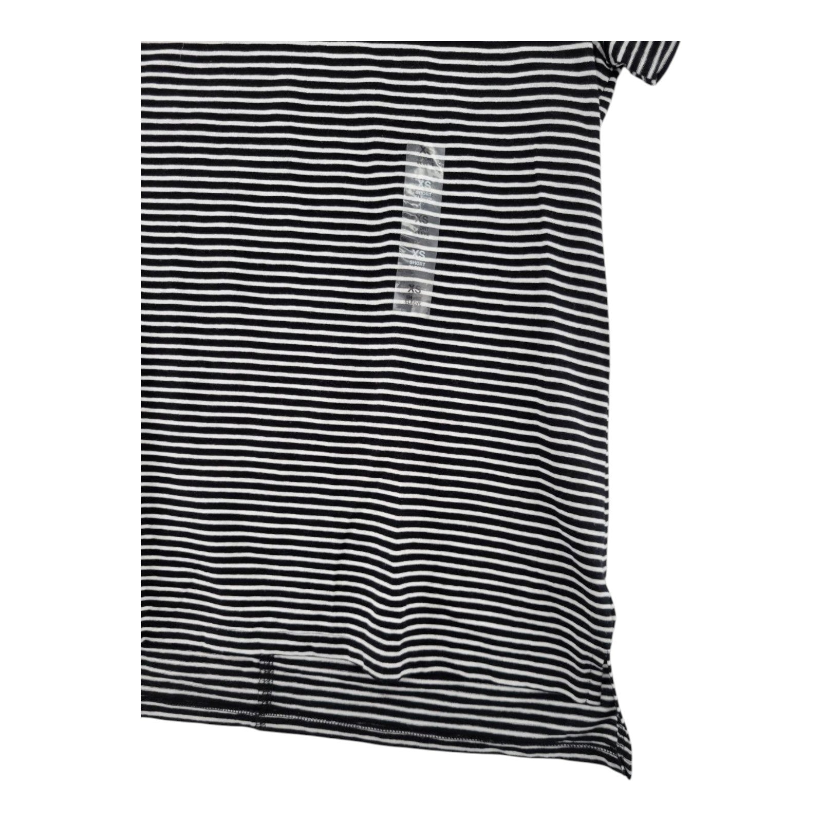 Maison Jules Women's Striped Tee XS Deep Black White Short Sleeve Top