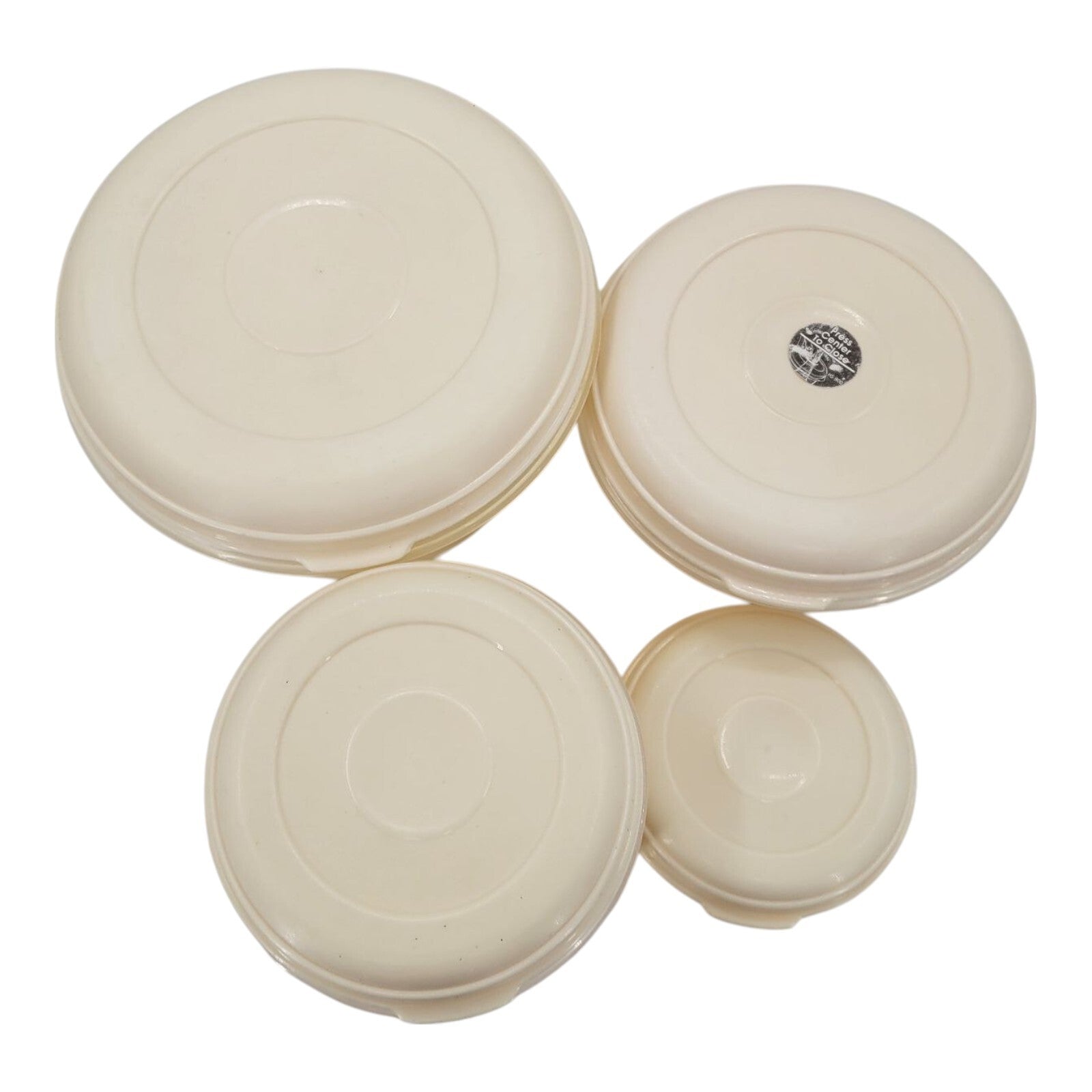 Vintage Rubbermaid Nesting Bowl Set with Lids Cream White 4 Piece Container Lot